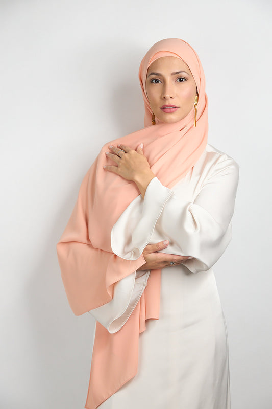 Diamond Chiffon with Matching Undercap Peach #35
