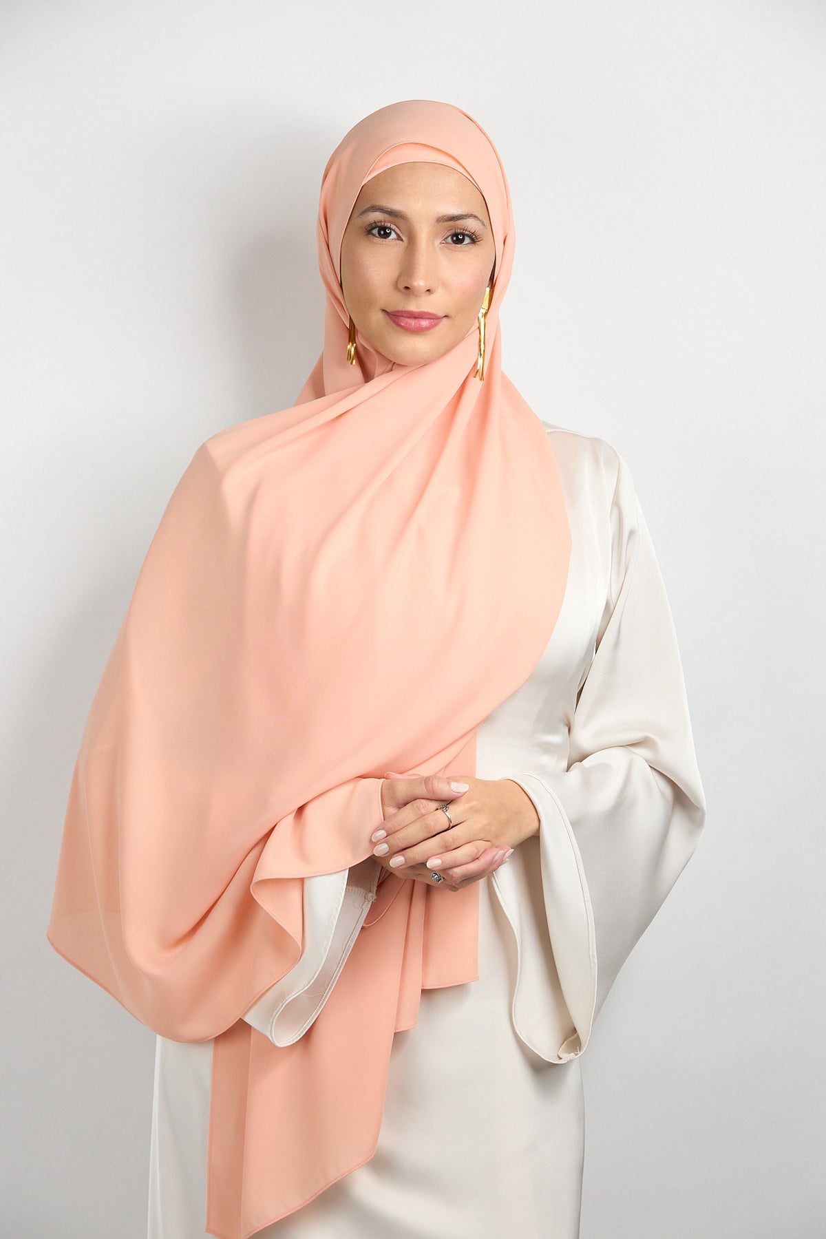 Diamond Chiffon Hijab with Matching Undercap Peach
