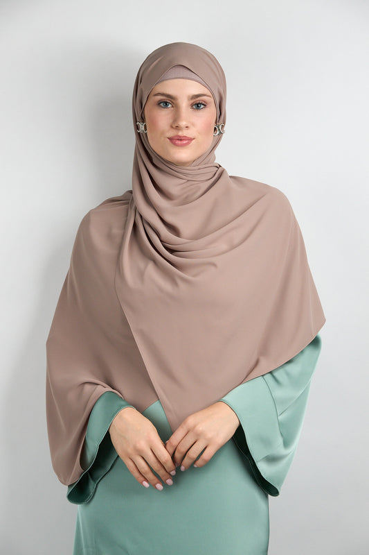 Diamond Chiffon with Matching Undercap Taupe Brown #4