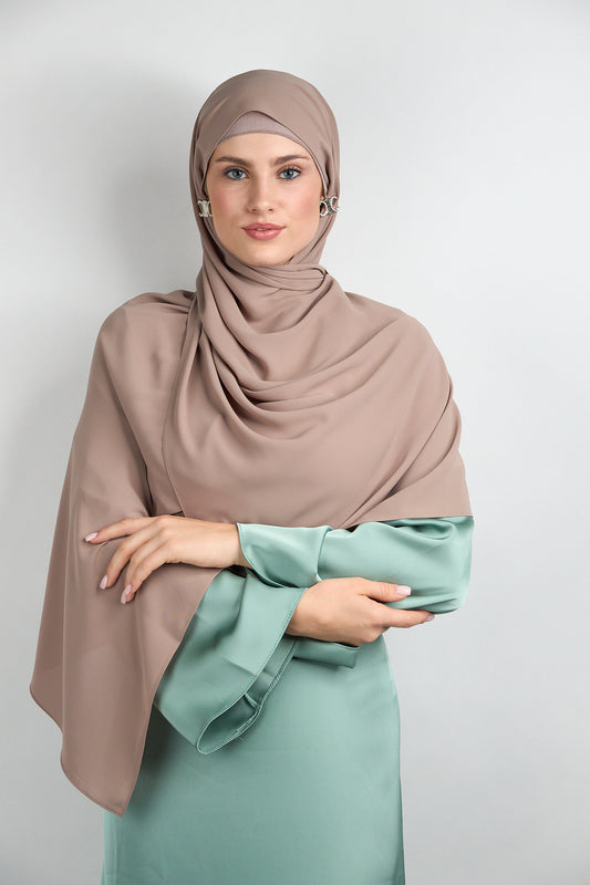 Diamond Chiffon with Matching Undercap Taupe Brown #4