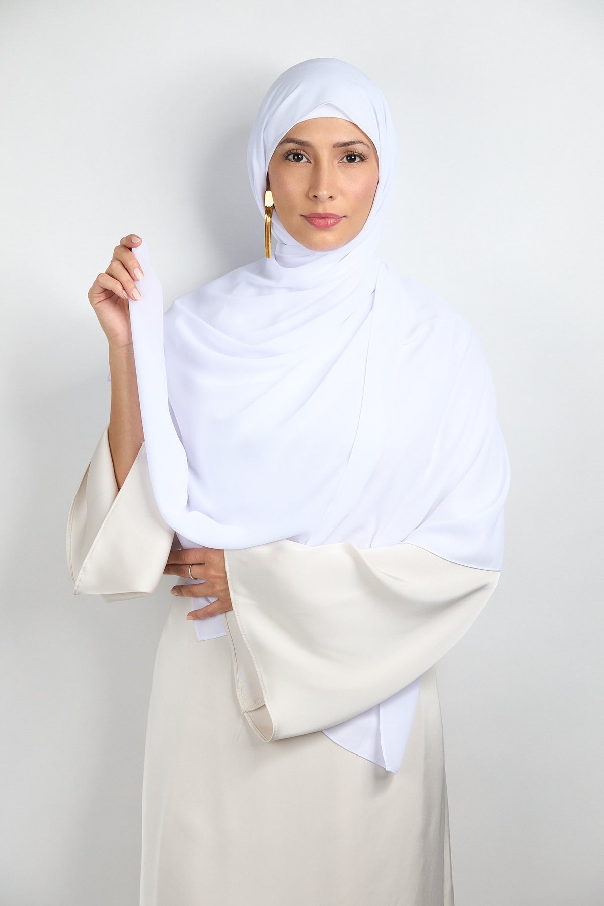 Diamond Chiffon Hijab with Matching Undercap Snow White