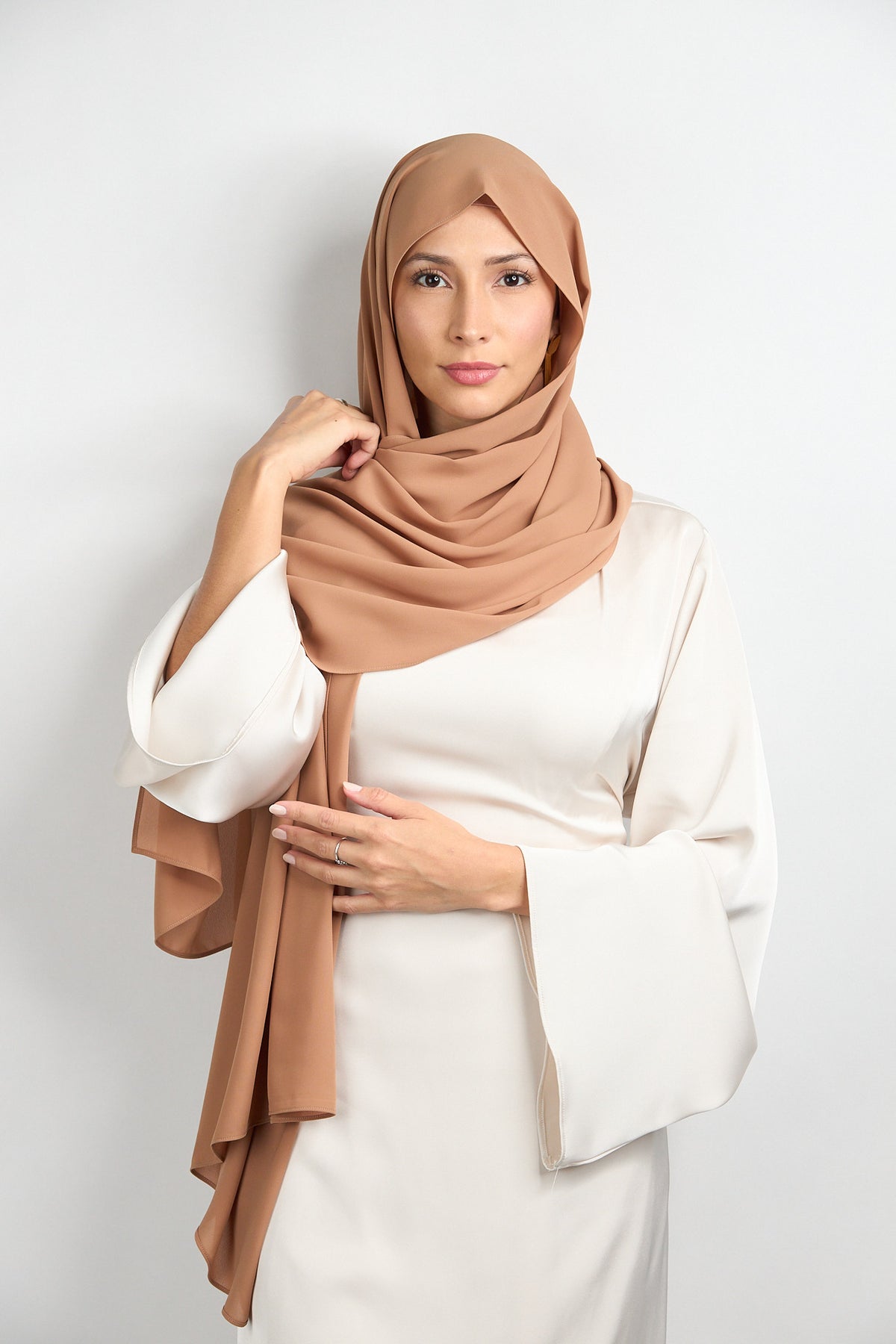 Diamond Chiffon Hijab with Matching Undercap Sand Beige