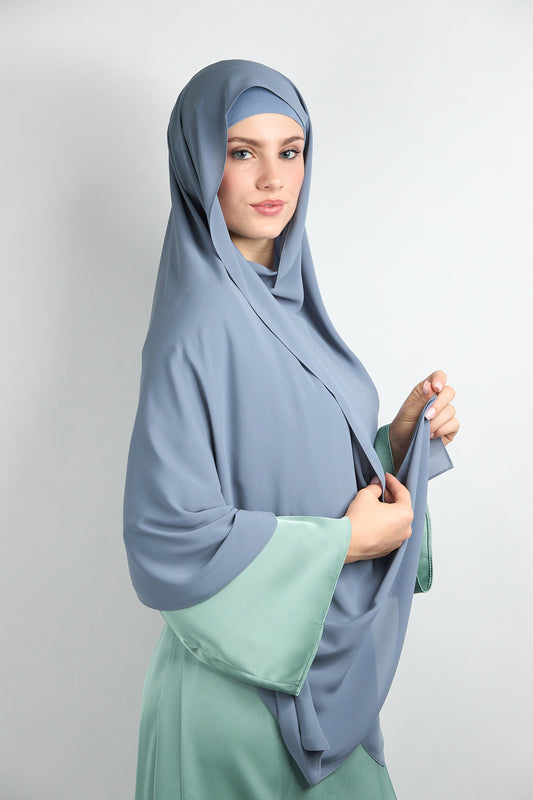 Diamond Chiffon with Matching Undercap Blue Gray#5