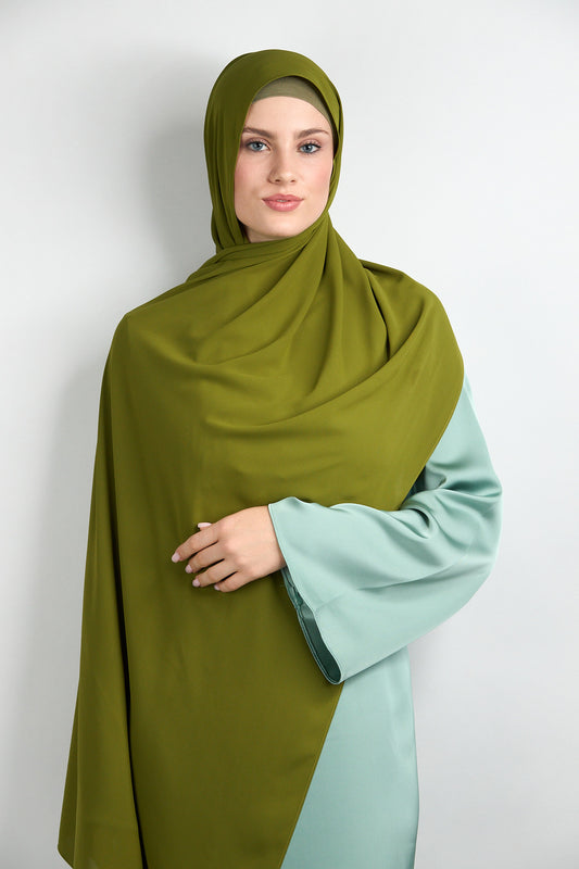 Diamond Chiffon with Matching Undercap Dark Olive #30