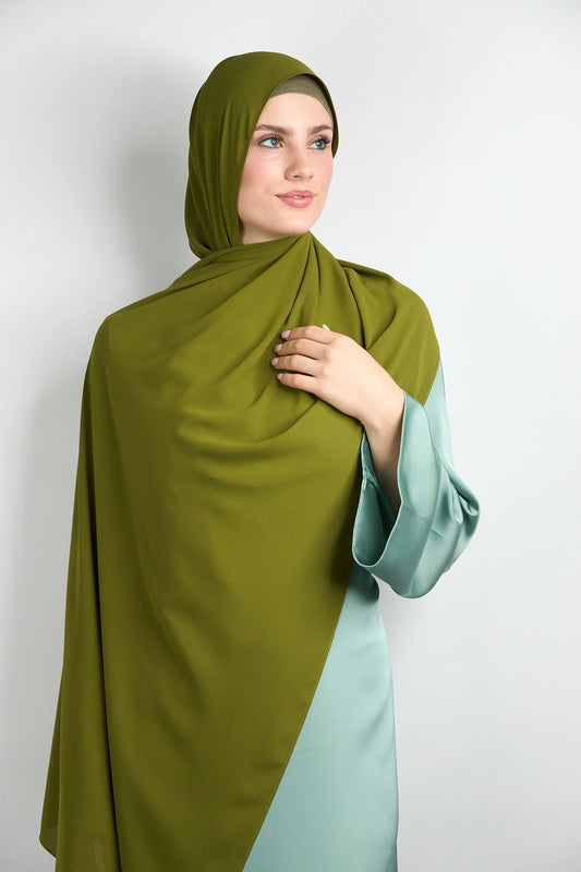 Diamond Chiffon with Matching Undercap Dark Olive #30