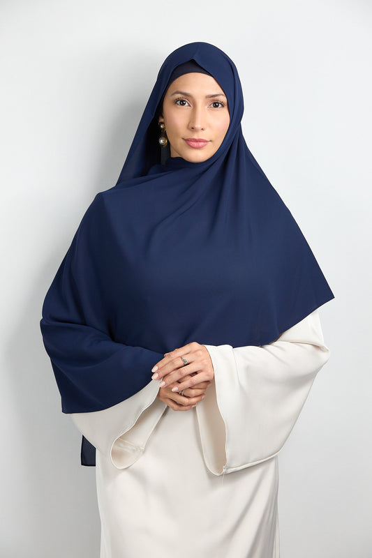 Diamond Chiffon with Matching Undercap Navy Blue2 #16