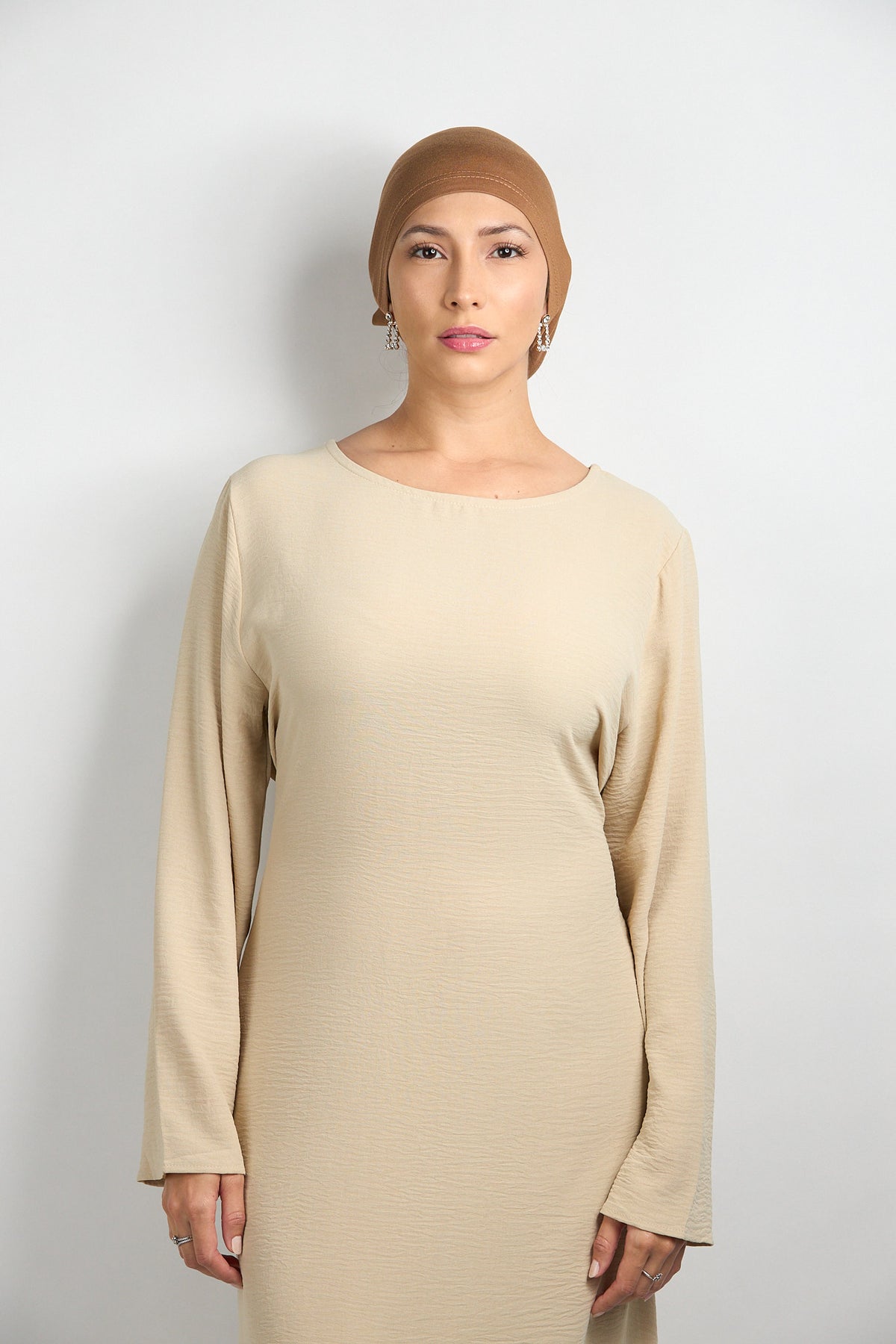 Light Modal Hijab With Matching Undercap Brownish Kaki