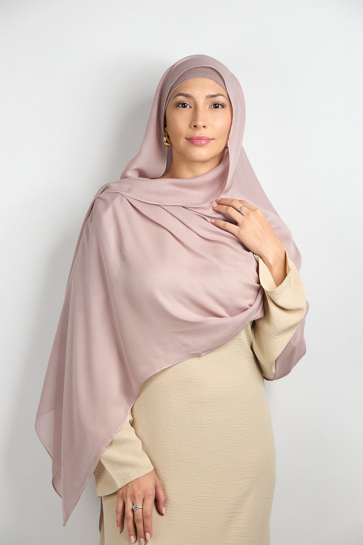 Light Modal Hijab with Matching Undercap Pink Greige