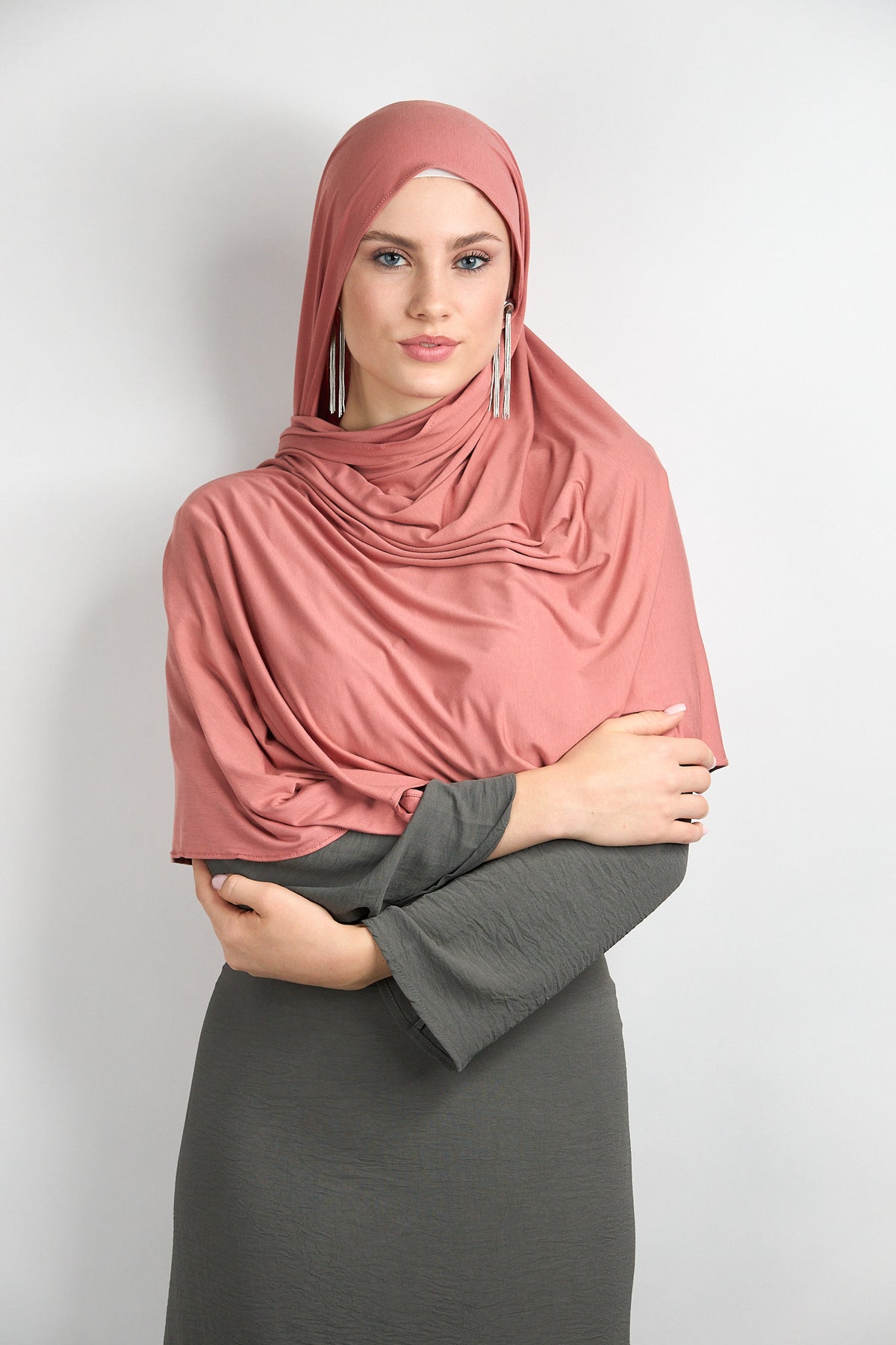 Bamboo Jersey Hijab Coral Pink