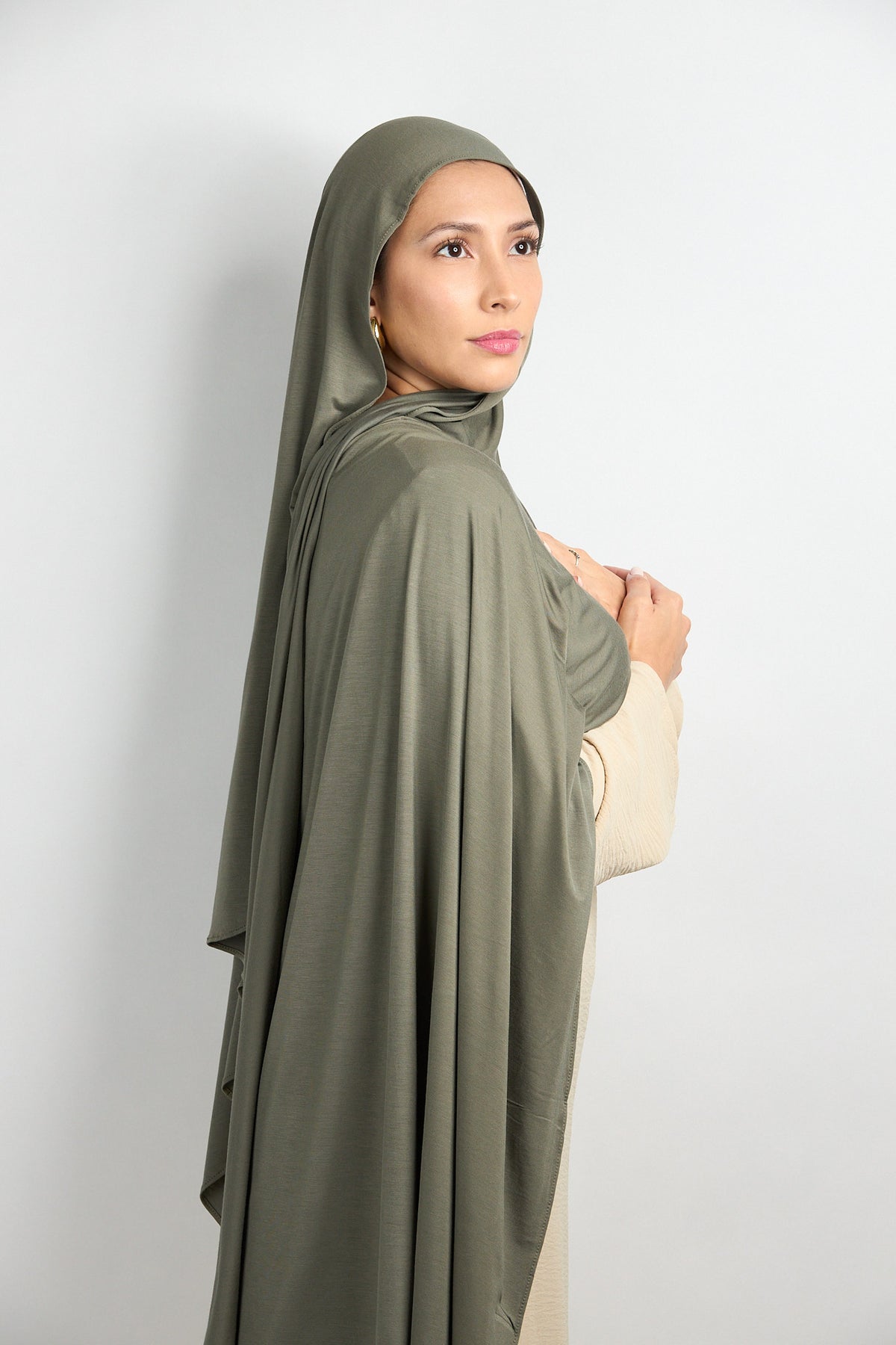 Bamboo Jersey Hijab Grayish Olive