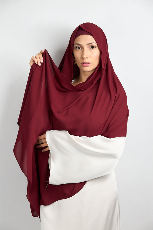 Diamond Chiffon with Matching Undercap Burgandy #14