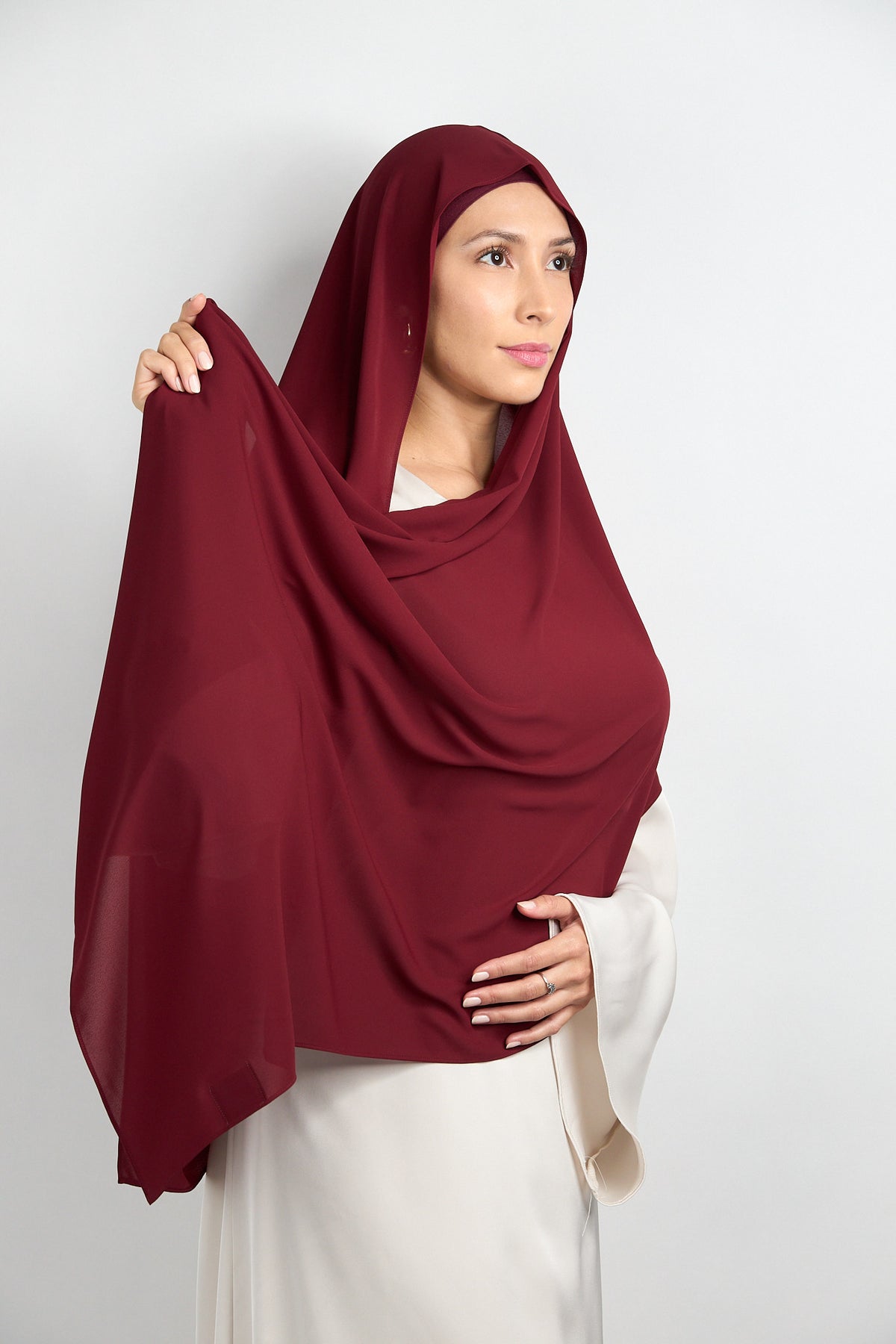 Diamond Chiffon Hijab with Matching Undercap Burgundy