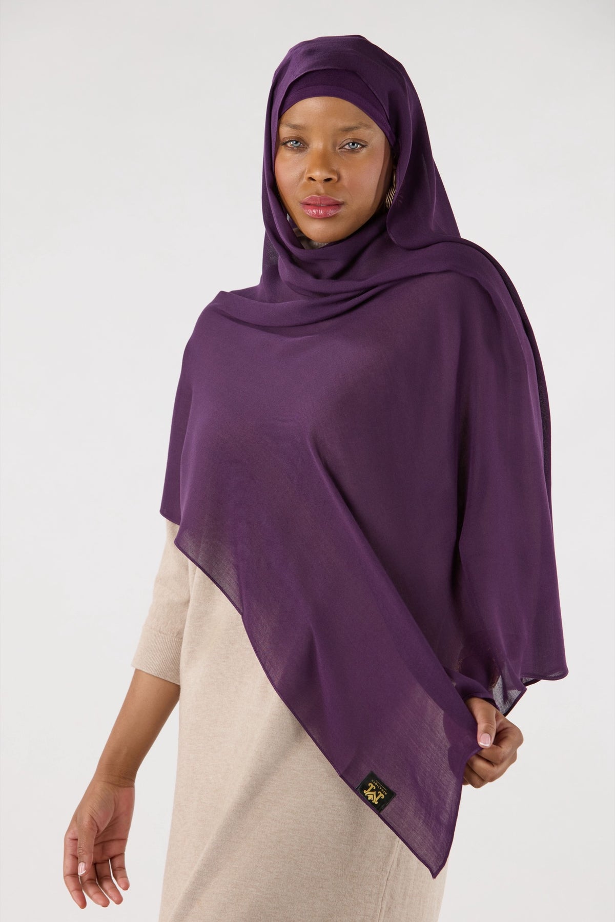 Modal Hijab With Matching Undercap Plum Purple