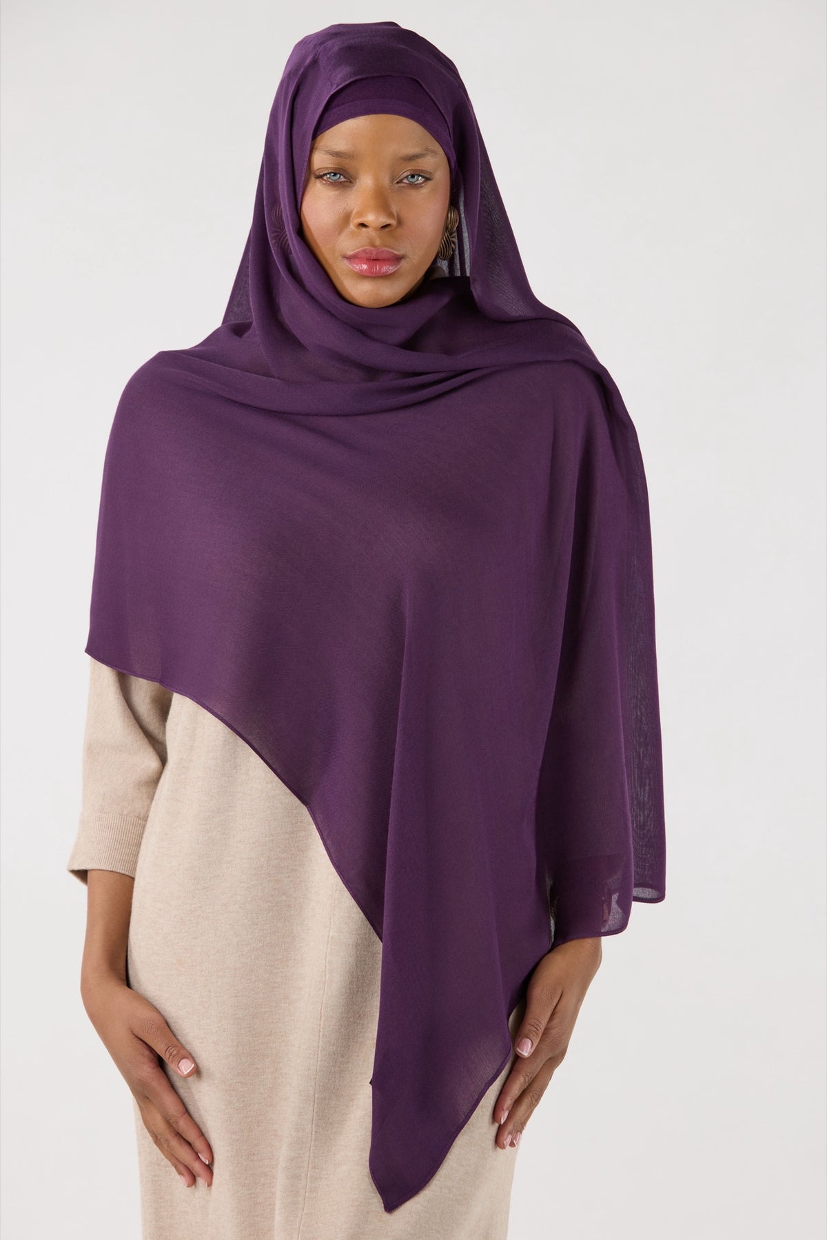 Modal Hijab With Matching Undercap Plum Purple