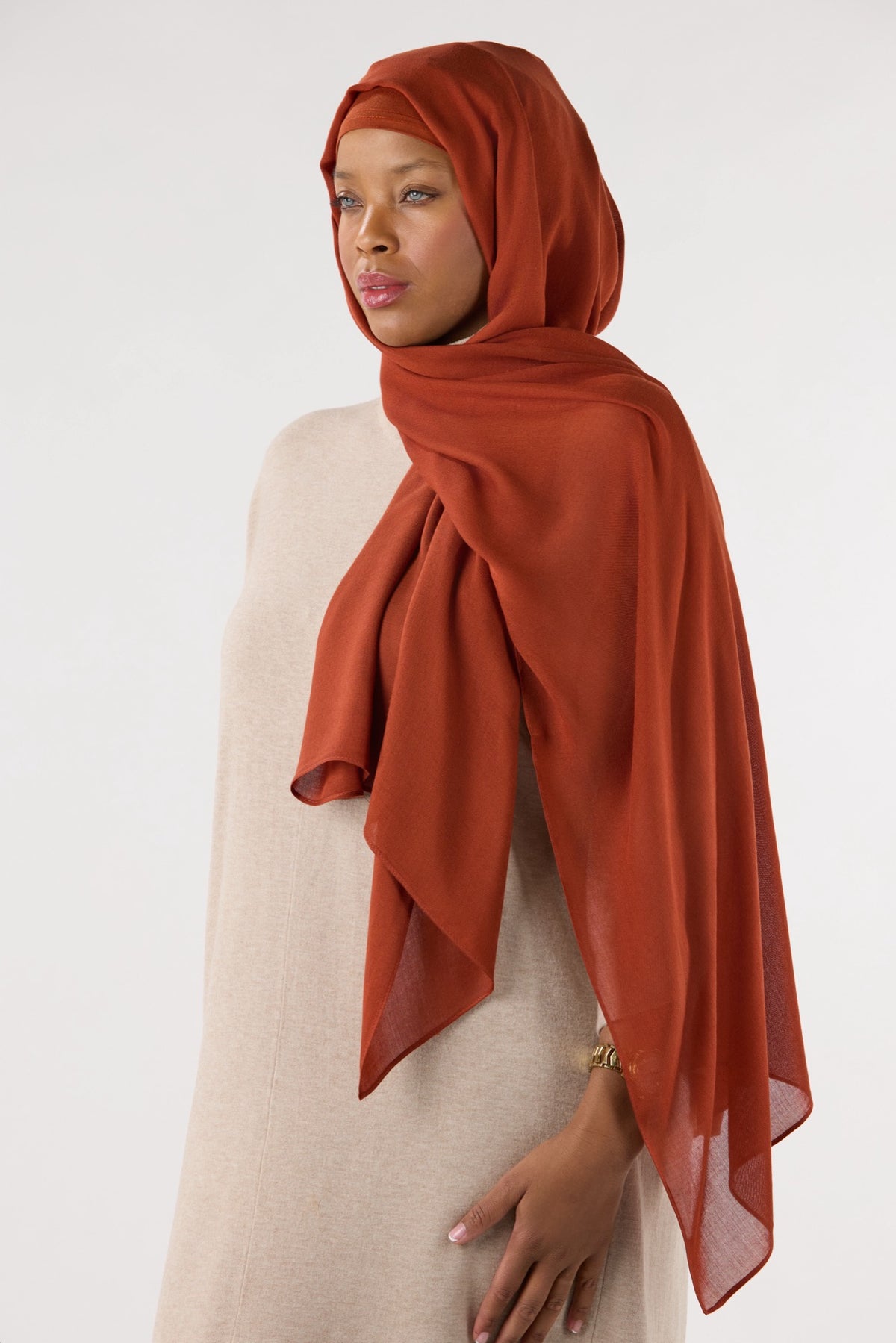 Modal Hijab With Matching Undercap Dark Burnt