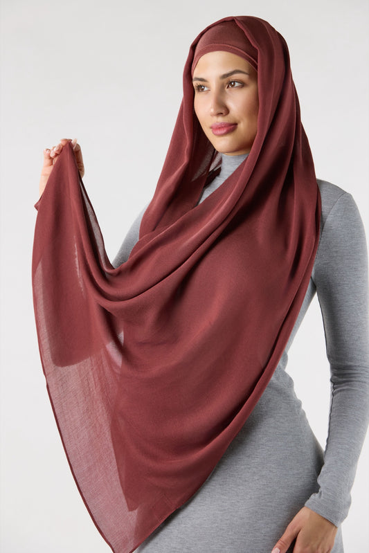 Modal Hijab With Undercap Mahogany