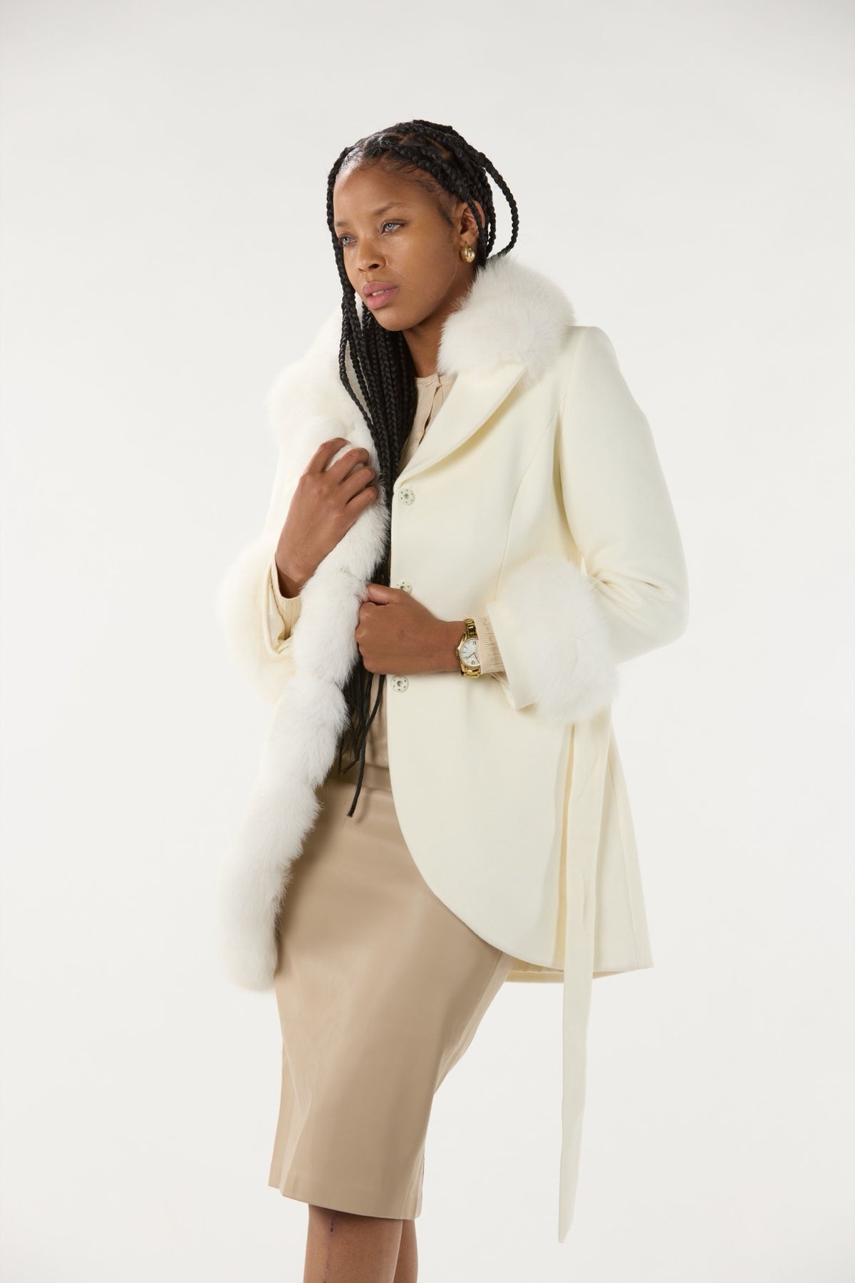 Off White Real Authentic Fox Fur Short Coat