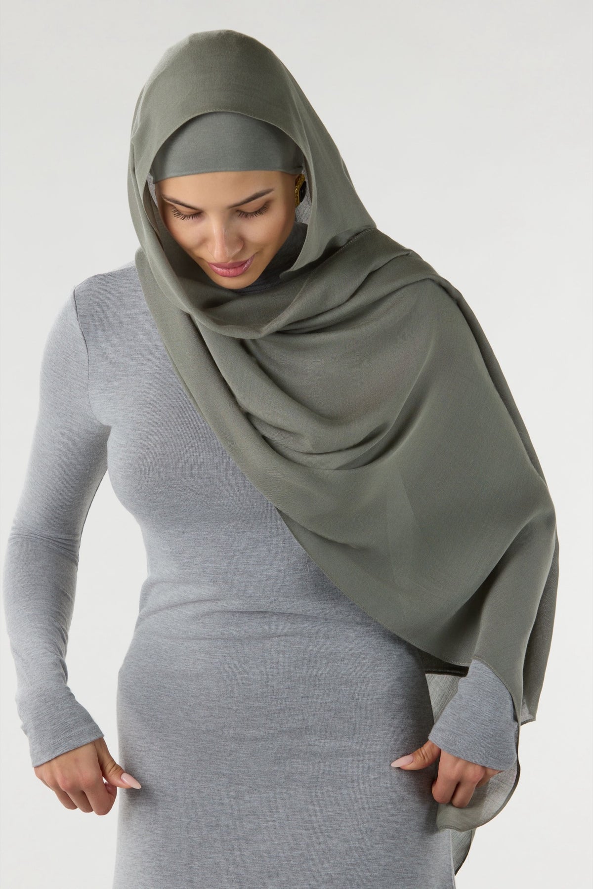 Modal Hijab With Matching Undercap Dark Sage Green