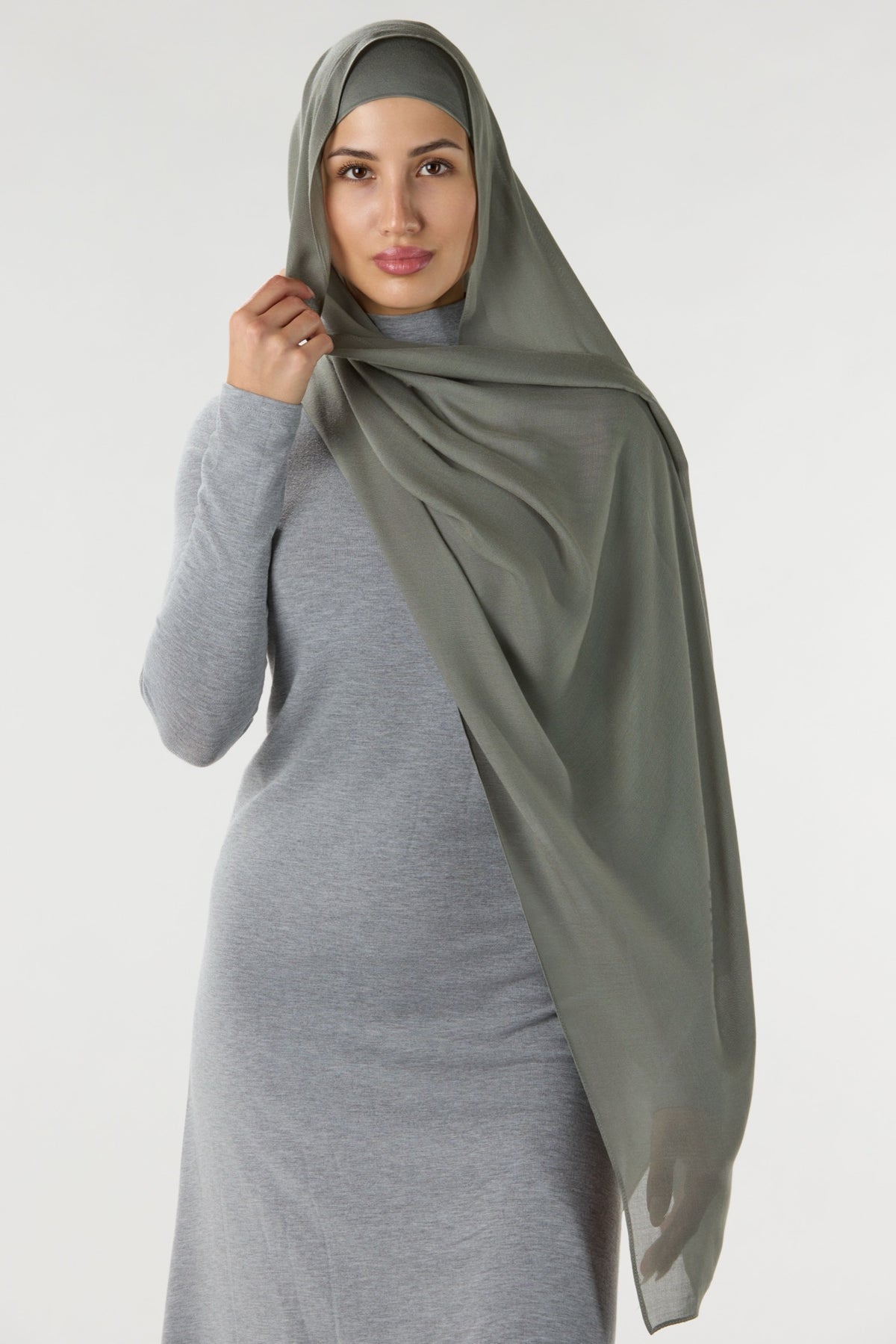 Modal Hijab With Matching Undercap Dark Sage Green