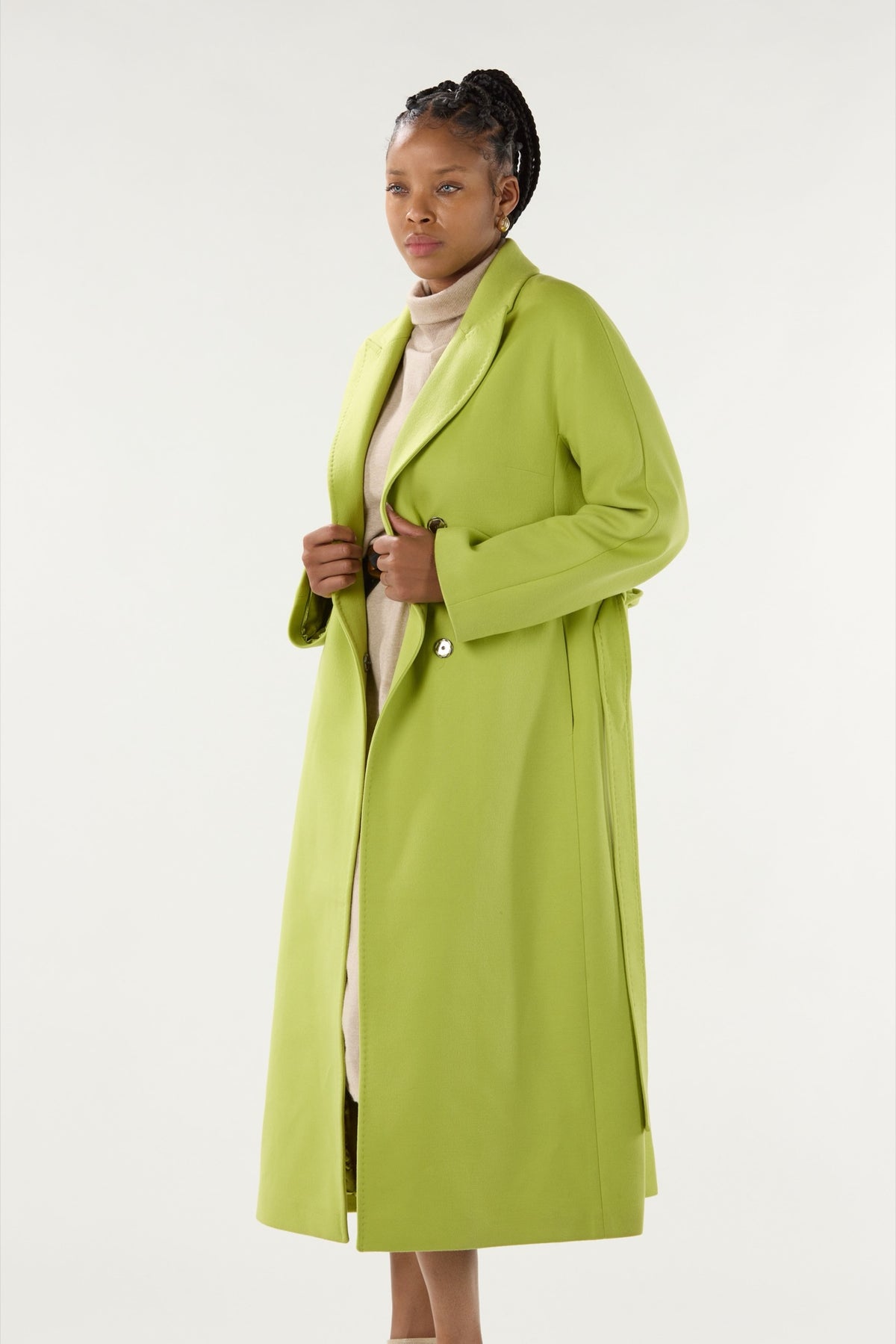 Long Lime Green Cashmere Coat