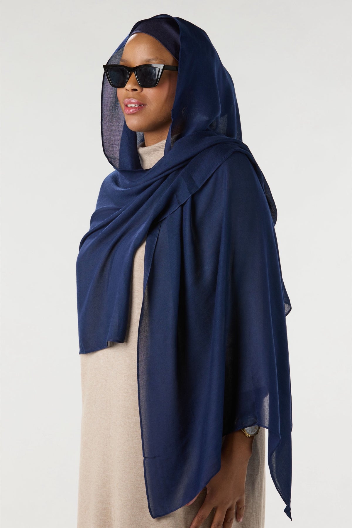 Modal Hijab With Matching Undercap Navy Blue