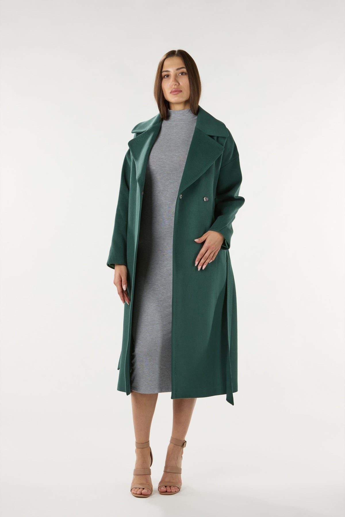 Long Green Cashmere Coat