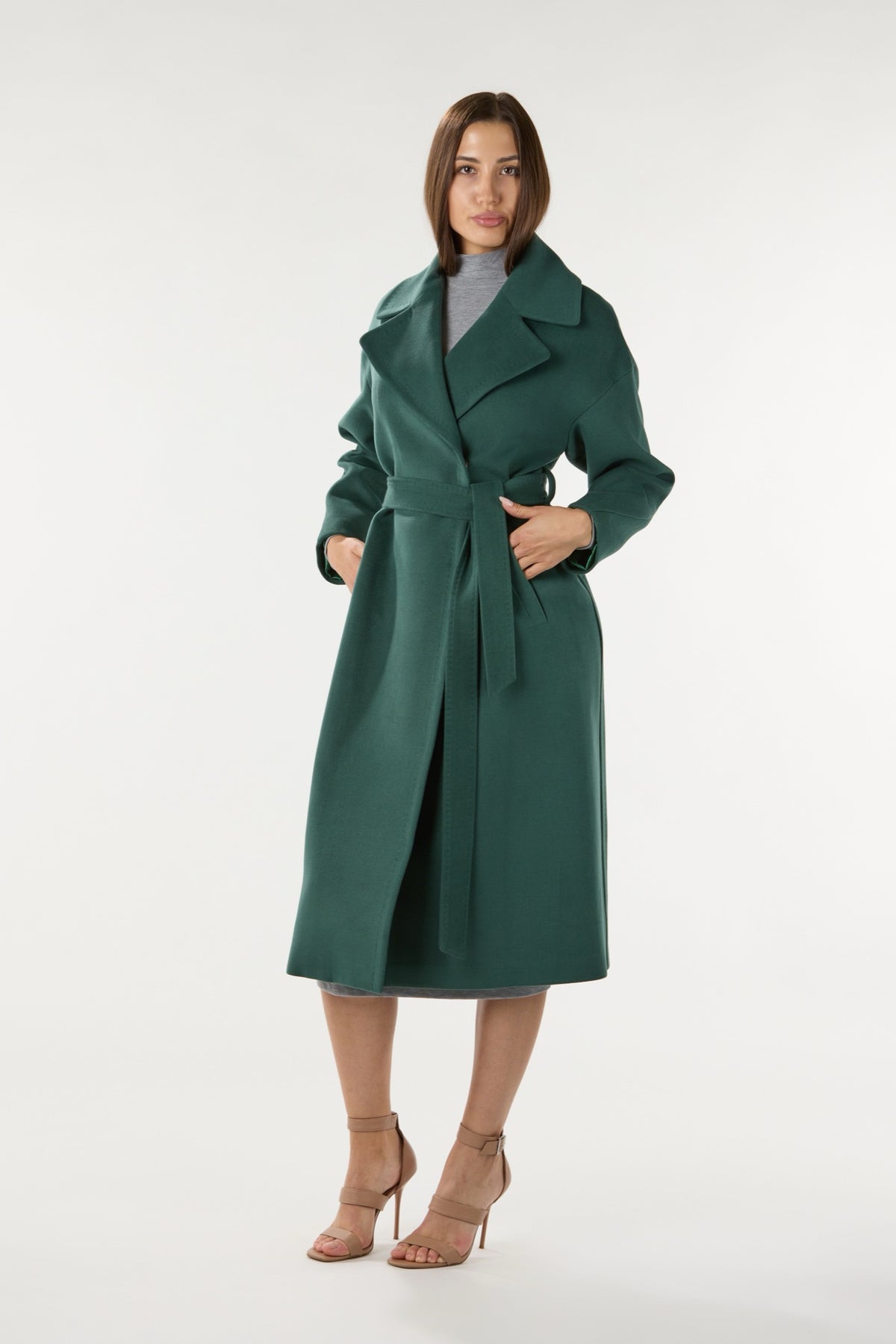 Long Green Cashmere Coat