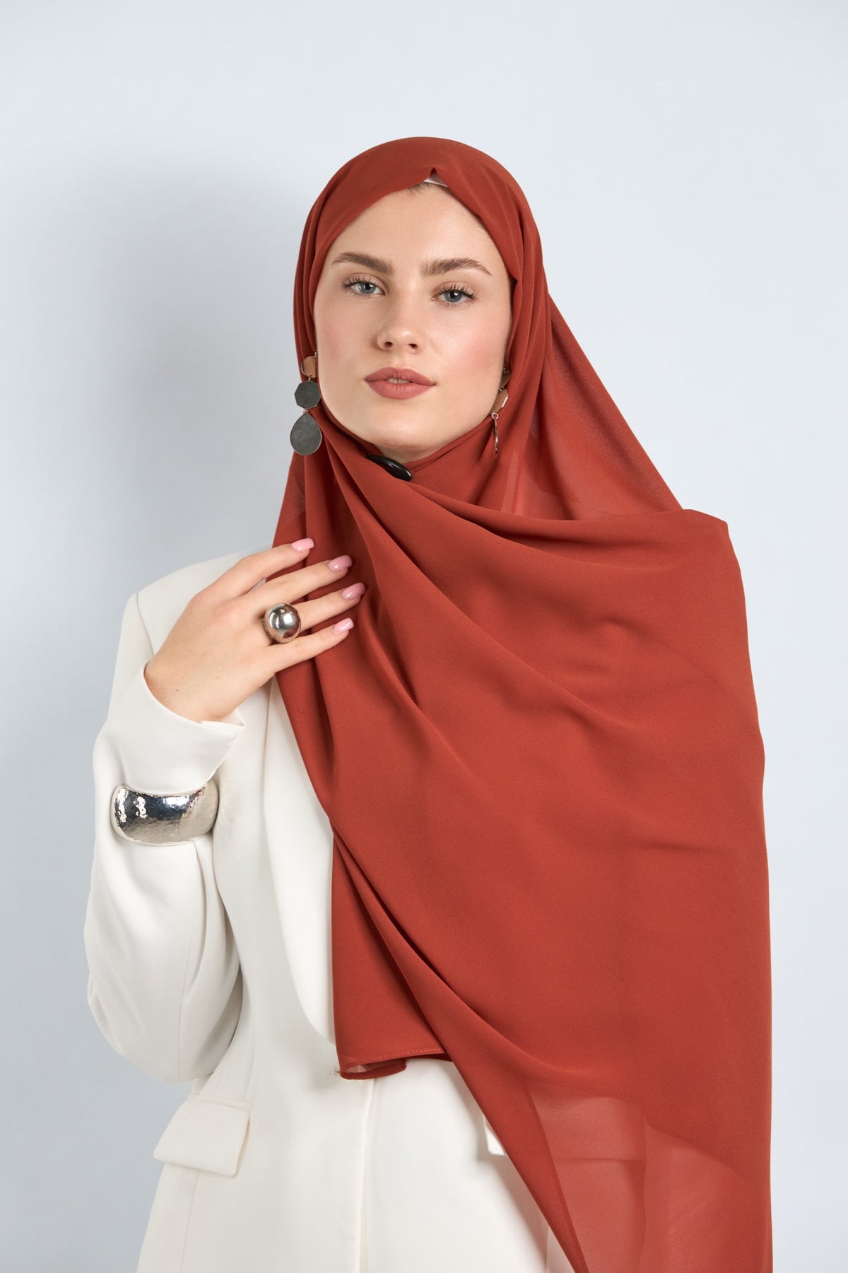 Premium Chiffon Hijab Red Orange