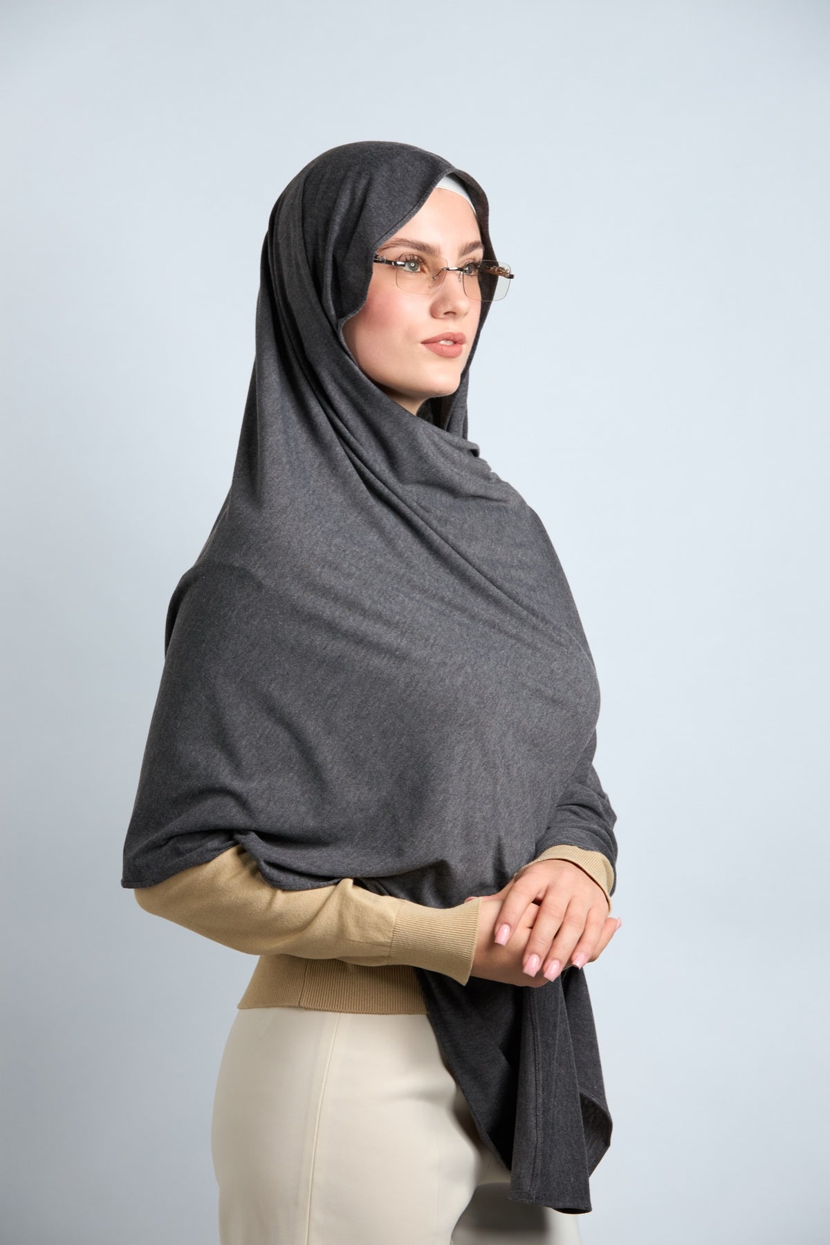 Premium Cotton Jersey Hijab Dark Gray