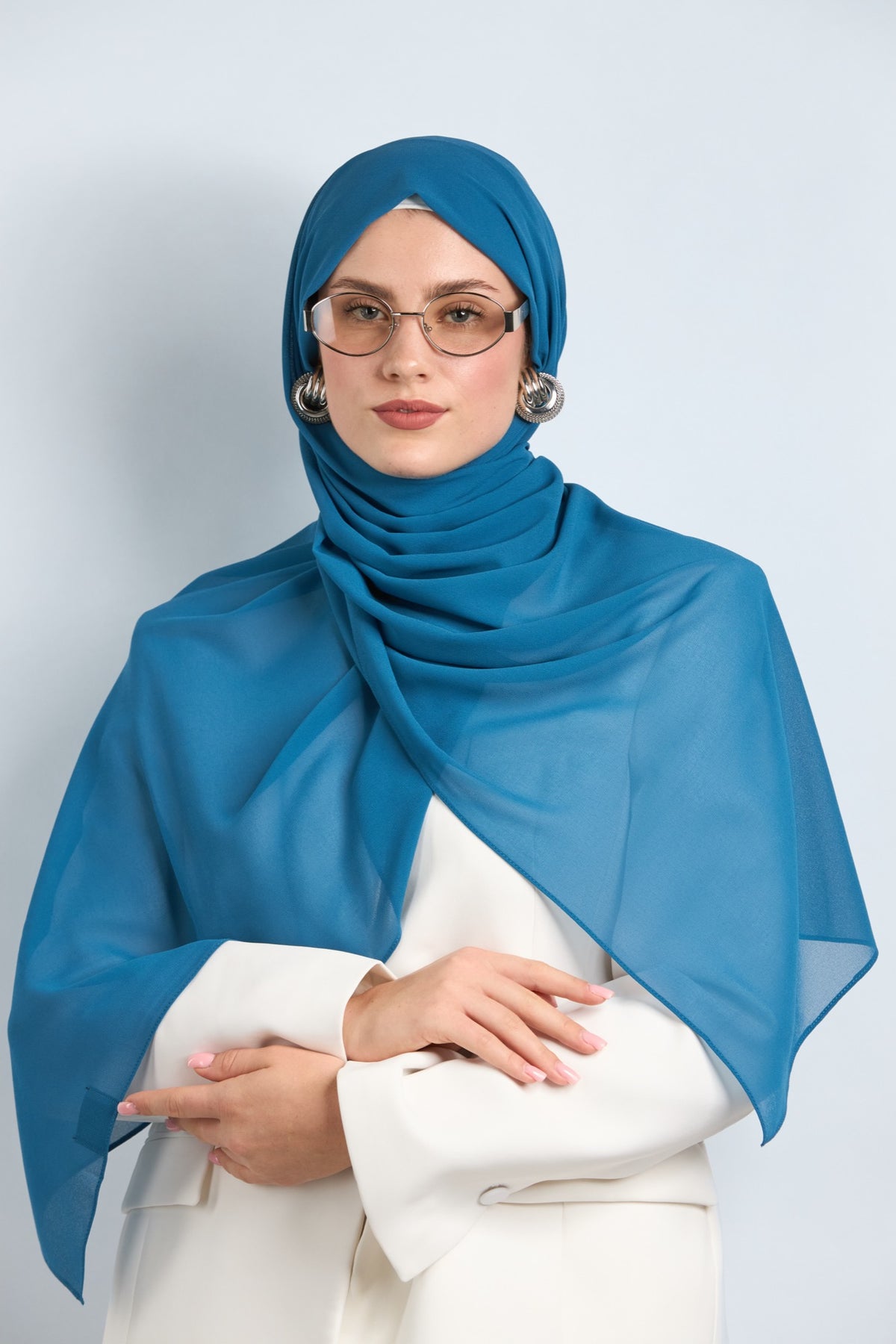 Premium Chiffon Hijab Ocean Blue