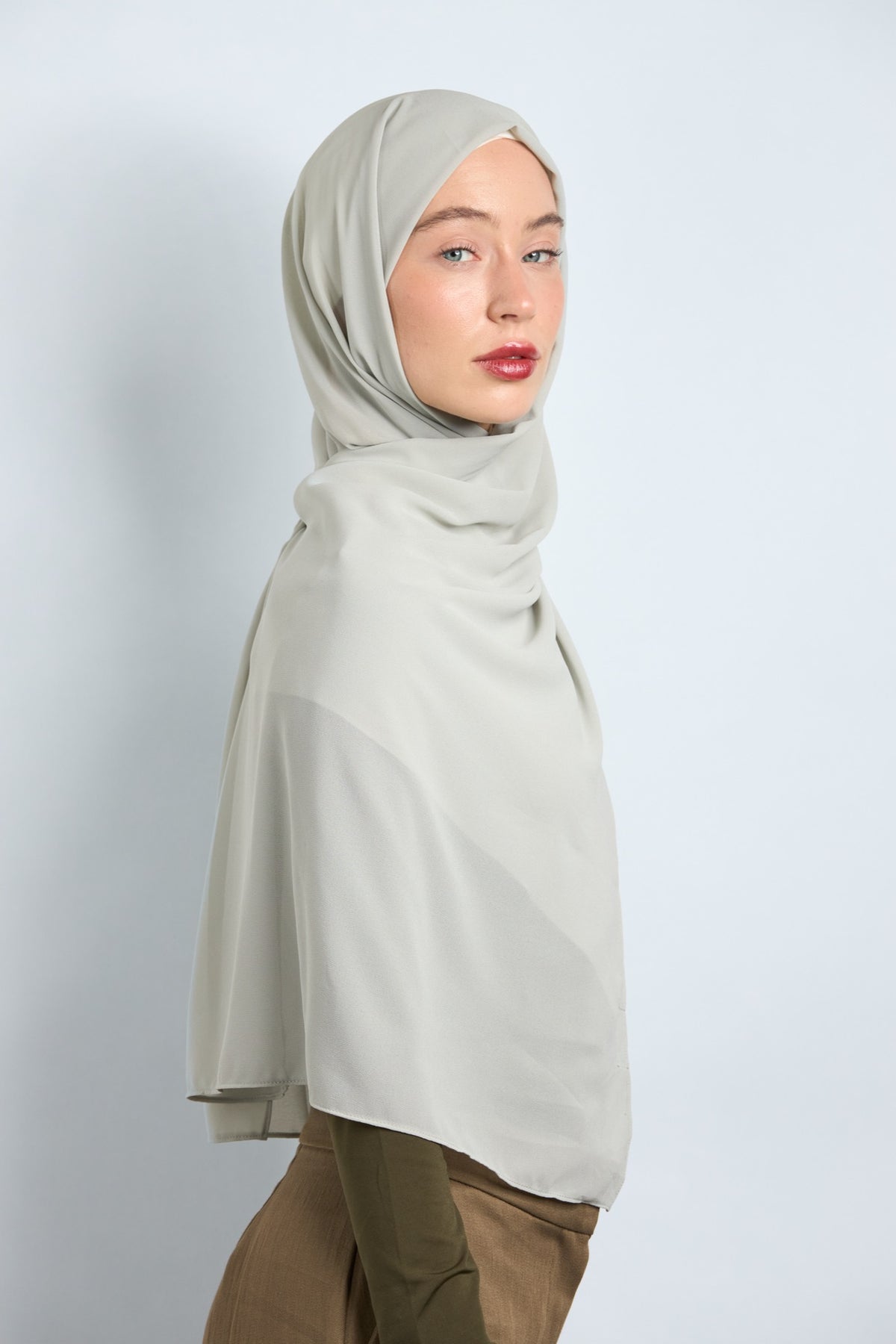 Premium Chiffon Hijab Greenish Gray