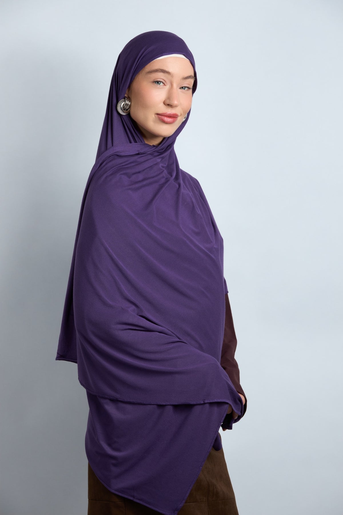 Premium Cotton Jersey Hijab Eggplant Purple