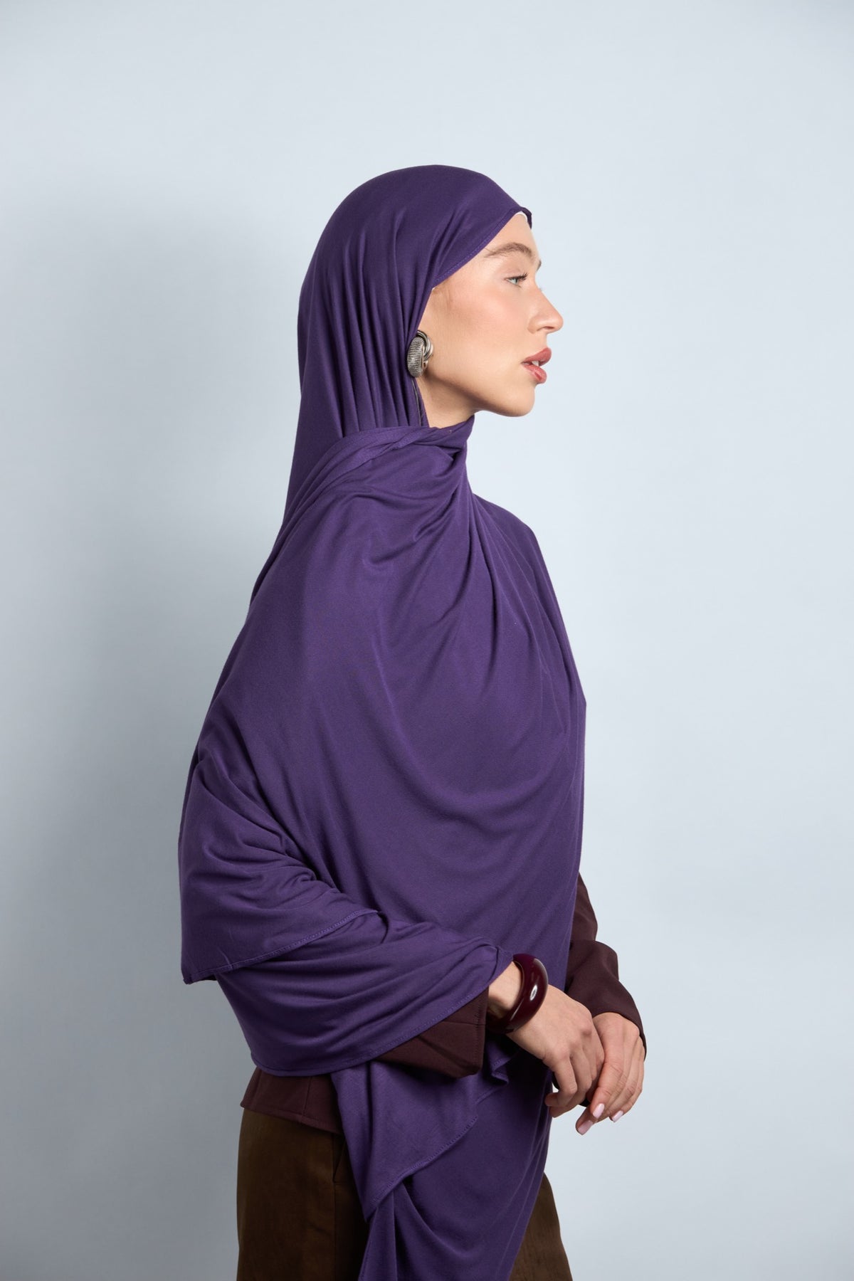 Premium Cotton Jersey Hijab Eggplant Purple