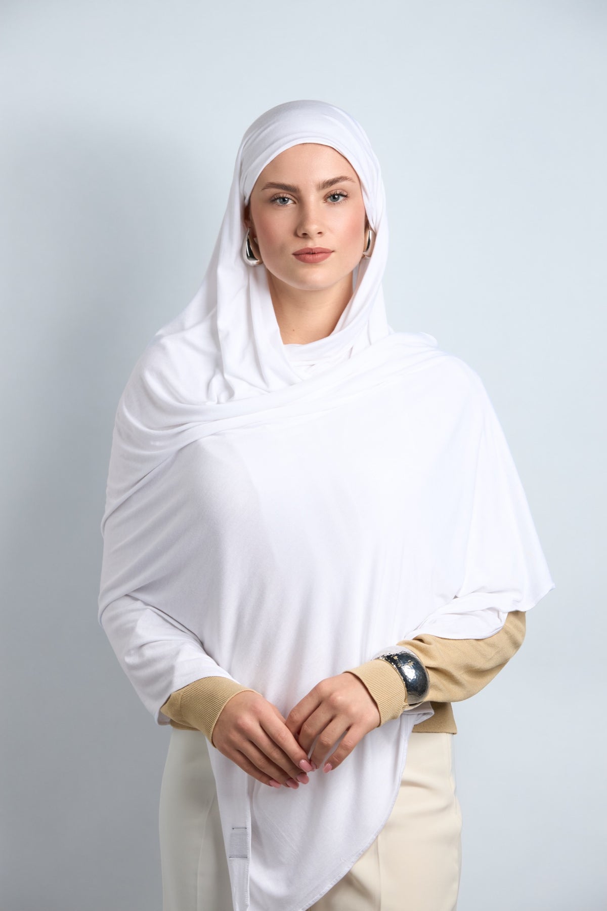 Premium Cotton Jersey Hijab Snow White