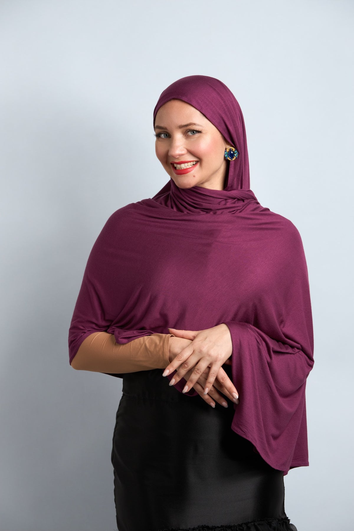 Premium Cotton Jersey Hijab Dark Reddish Purple