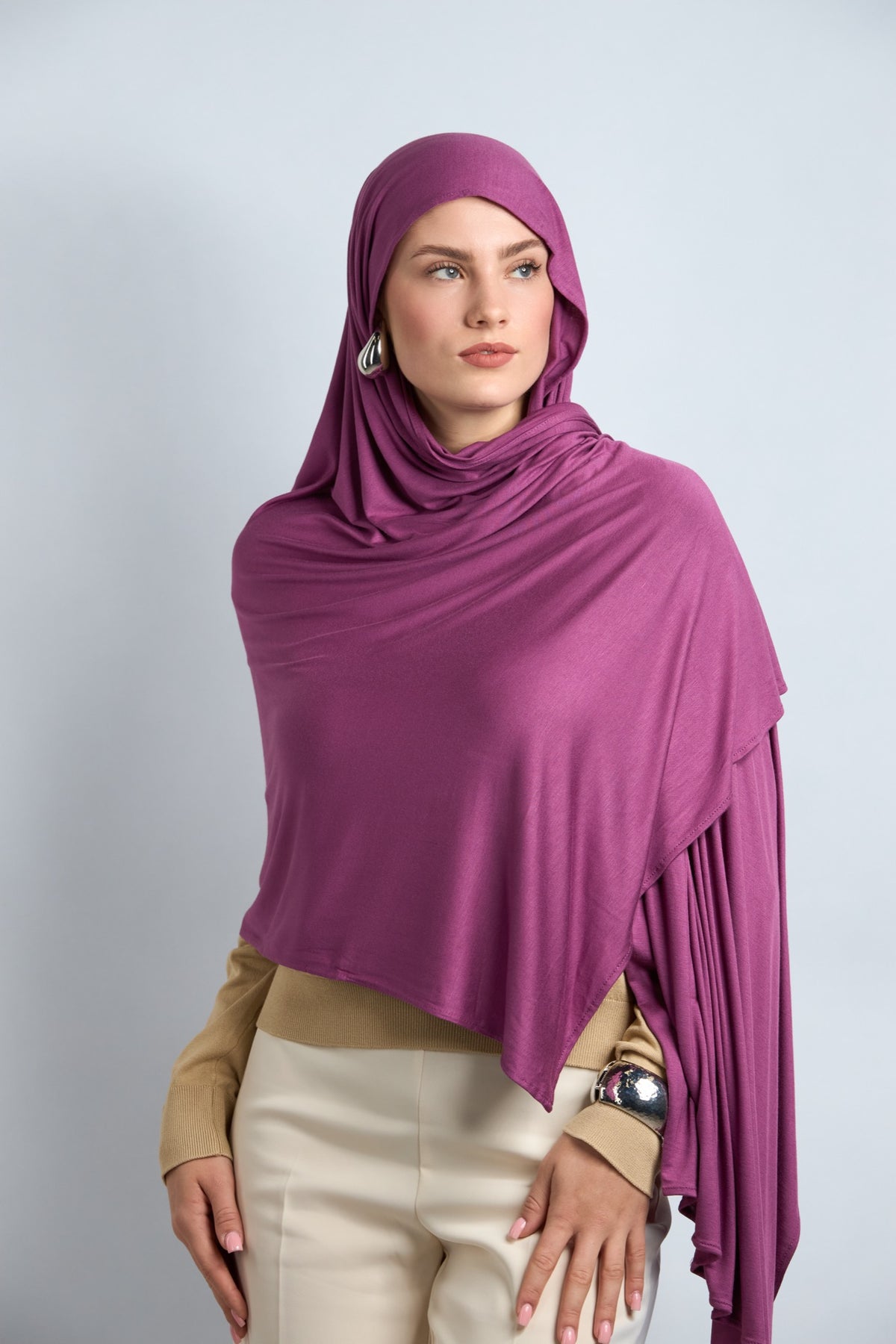Premium Cotton Jersey Hijab Light Reddish Purple