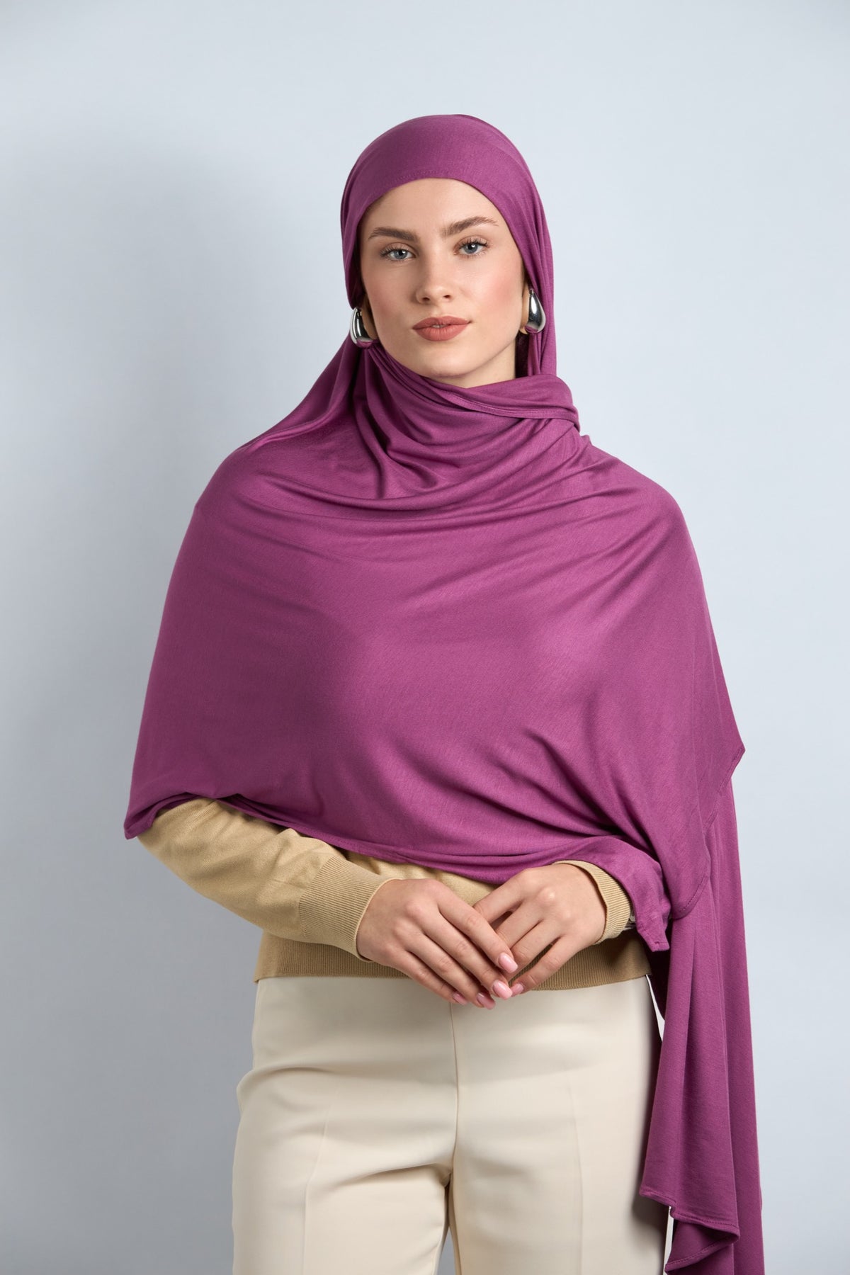 Premium Cotton Jersey Hijab Light Reddish Purple