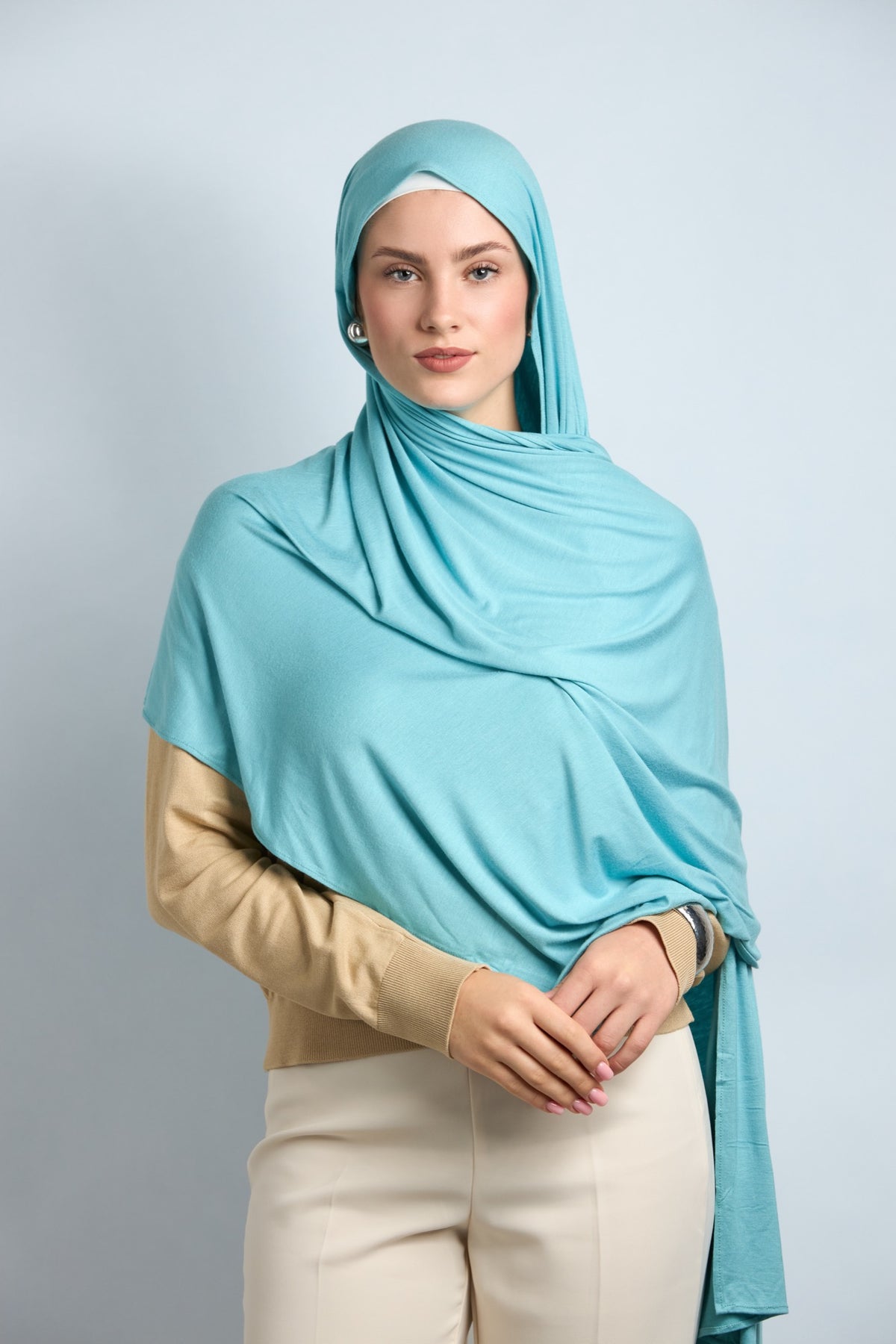 Premium Cotton Jersey Hijab Baby Blue
