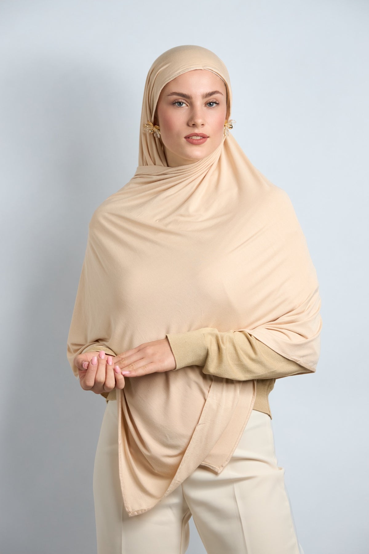 Premium Cotton Jersey Hijab Beige