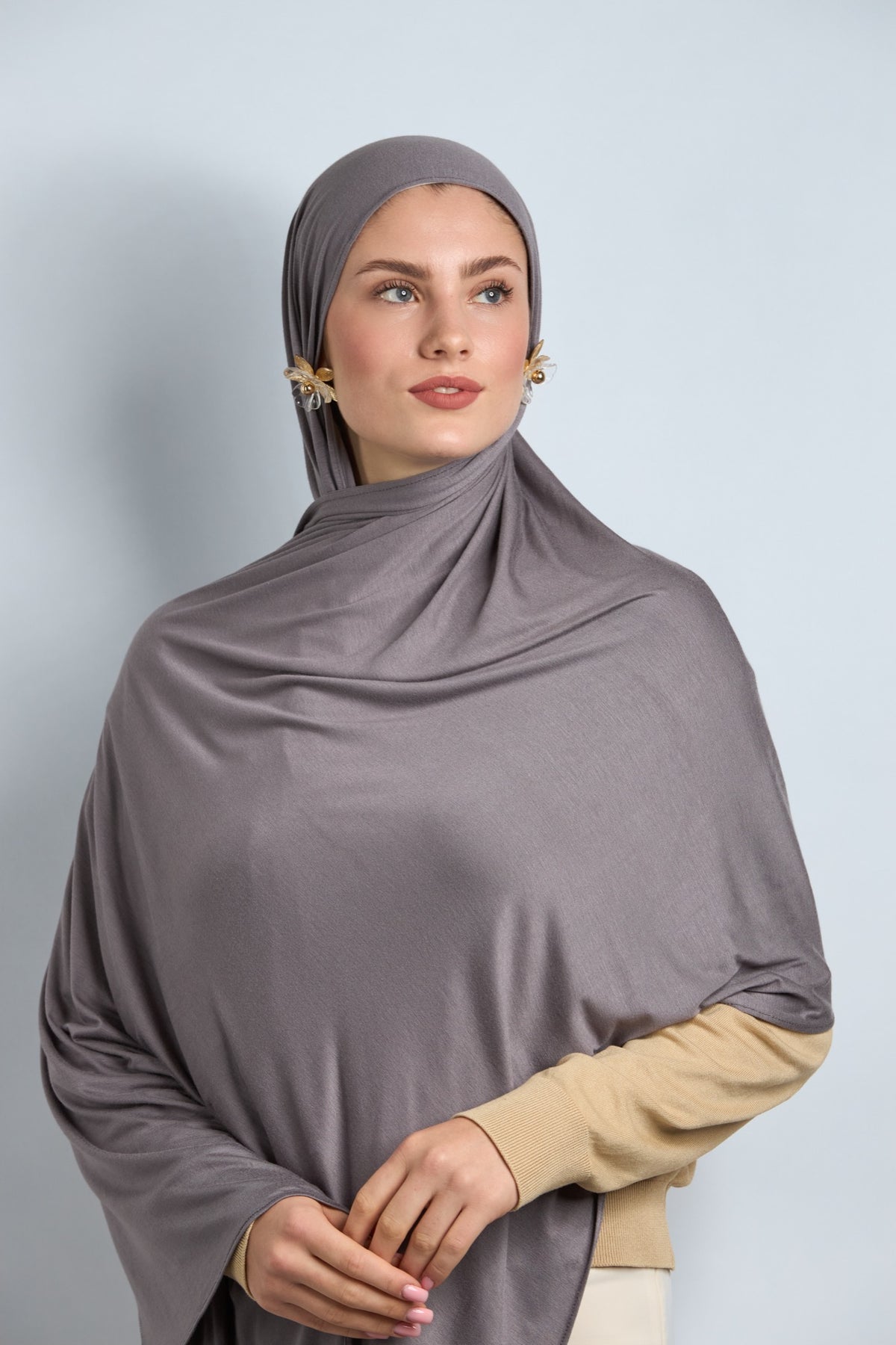 Premium Cotton Jersey Hijab Thunder Gray