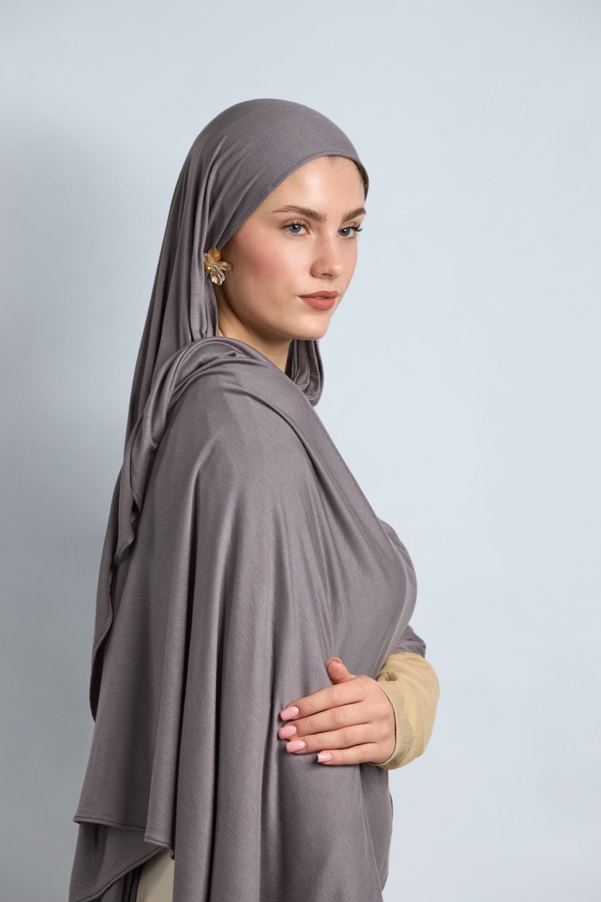 Premium Cotton Jersey Hijab Thunder Gray