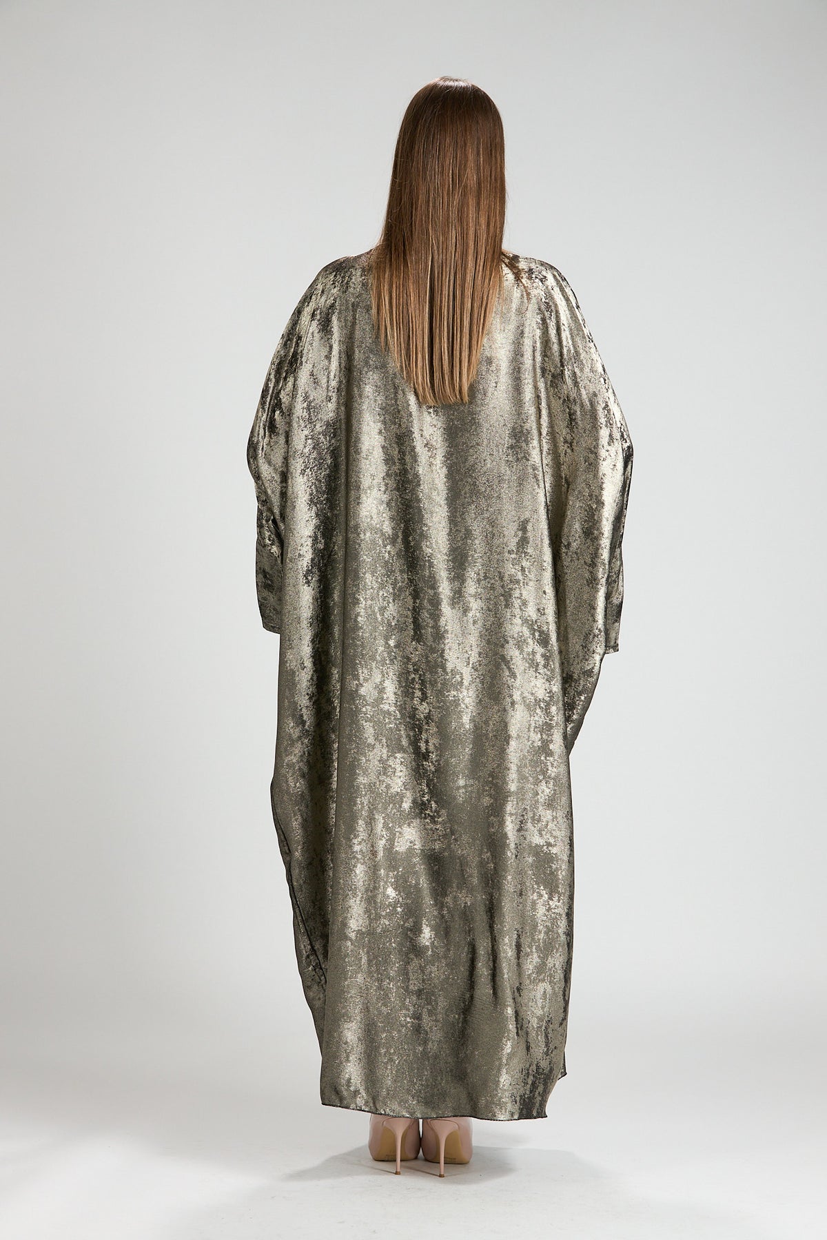 Olive Bronze Metallic Batwing Abaya