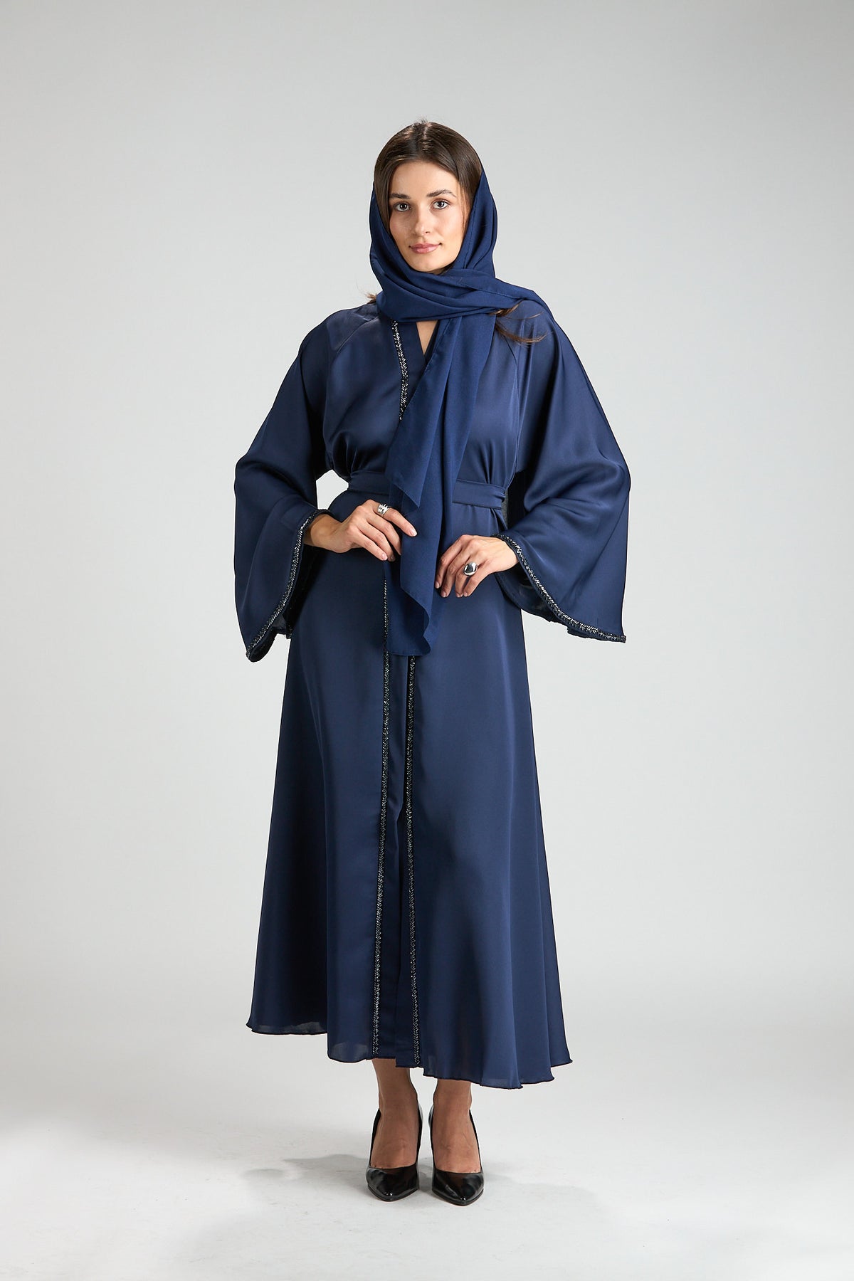 Amara Navy Blue 2-Piece Abaya with Hijab