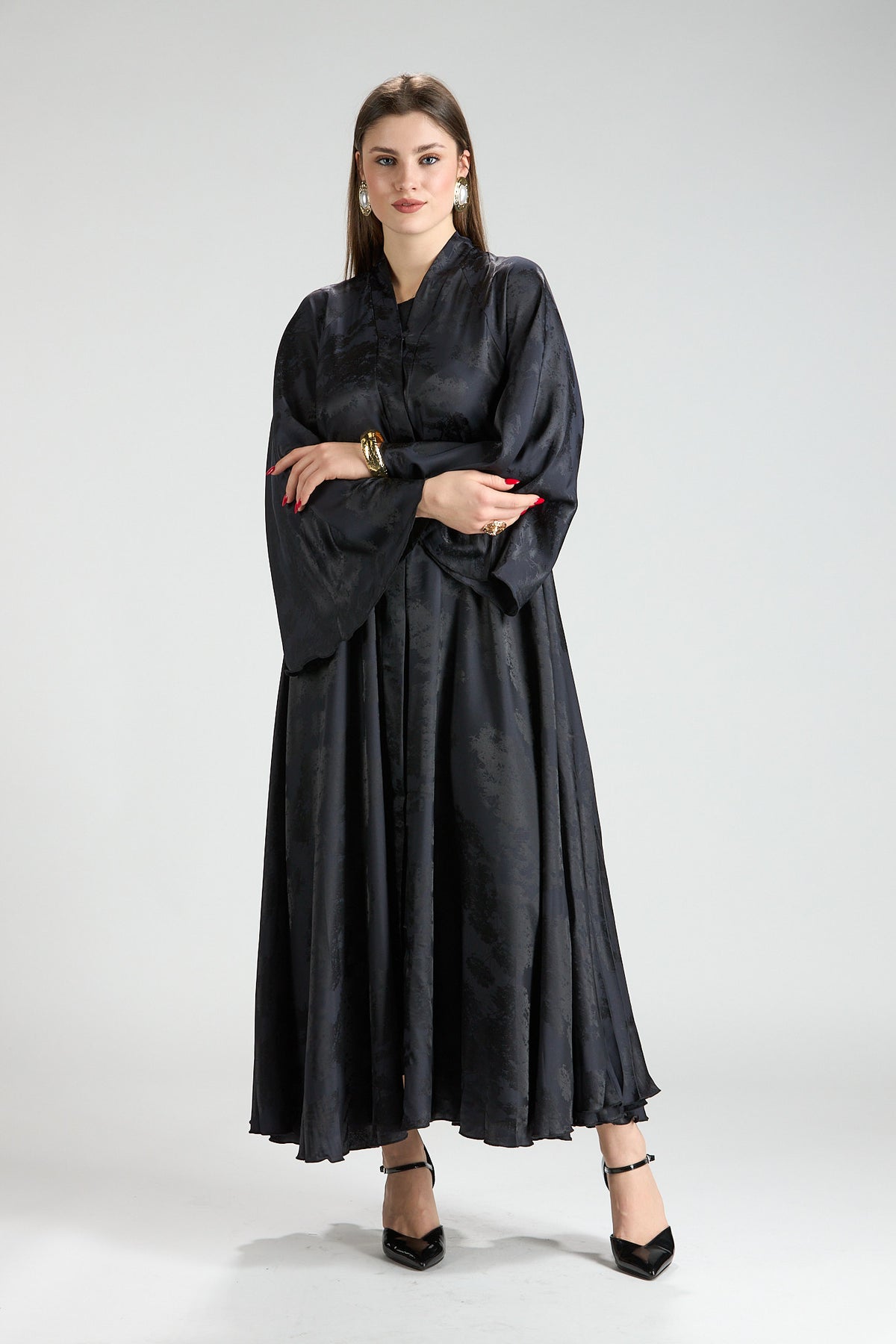 Midnight Blue Grace Jacquard Abaya