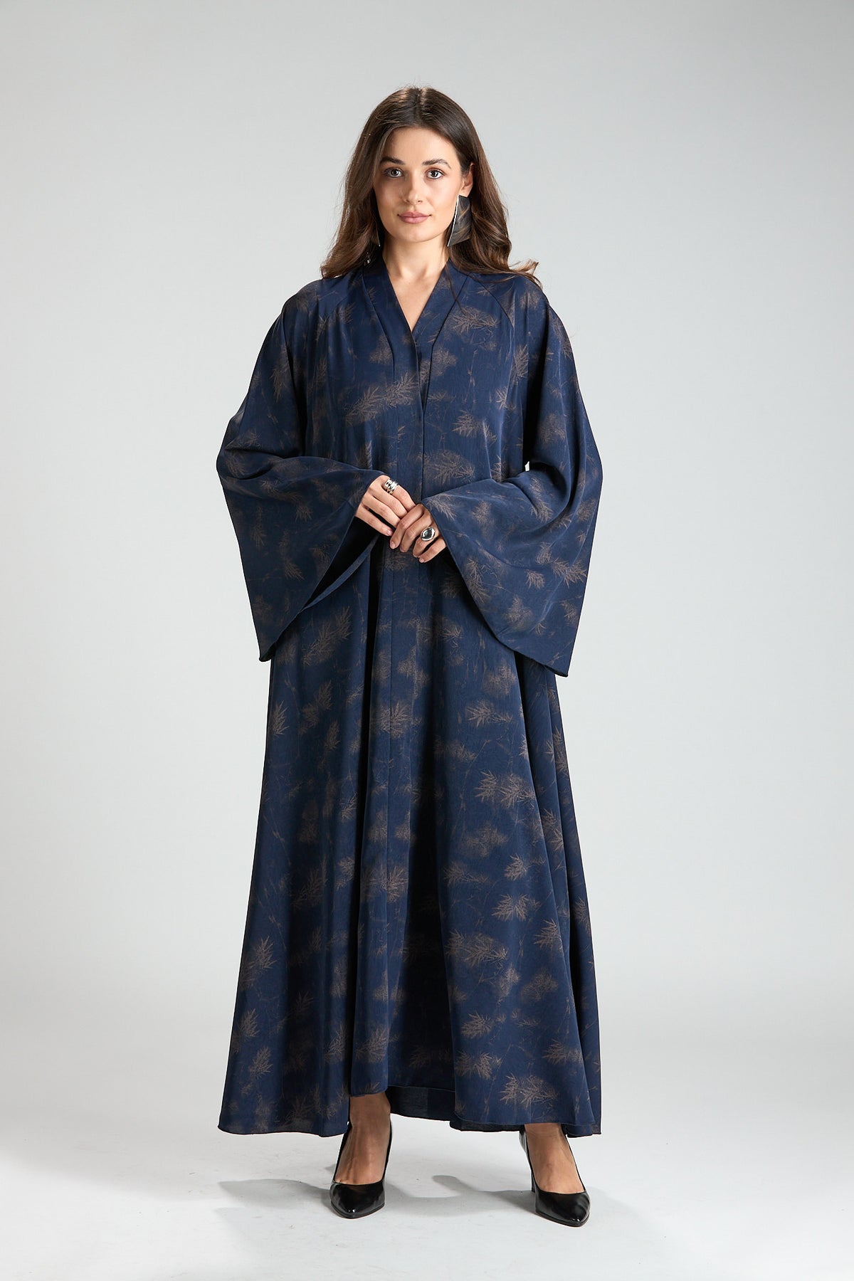 Serenity Blue Botanical Print Abaya with Sheila