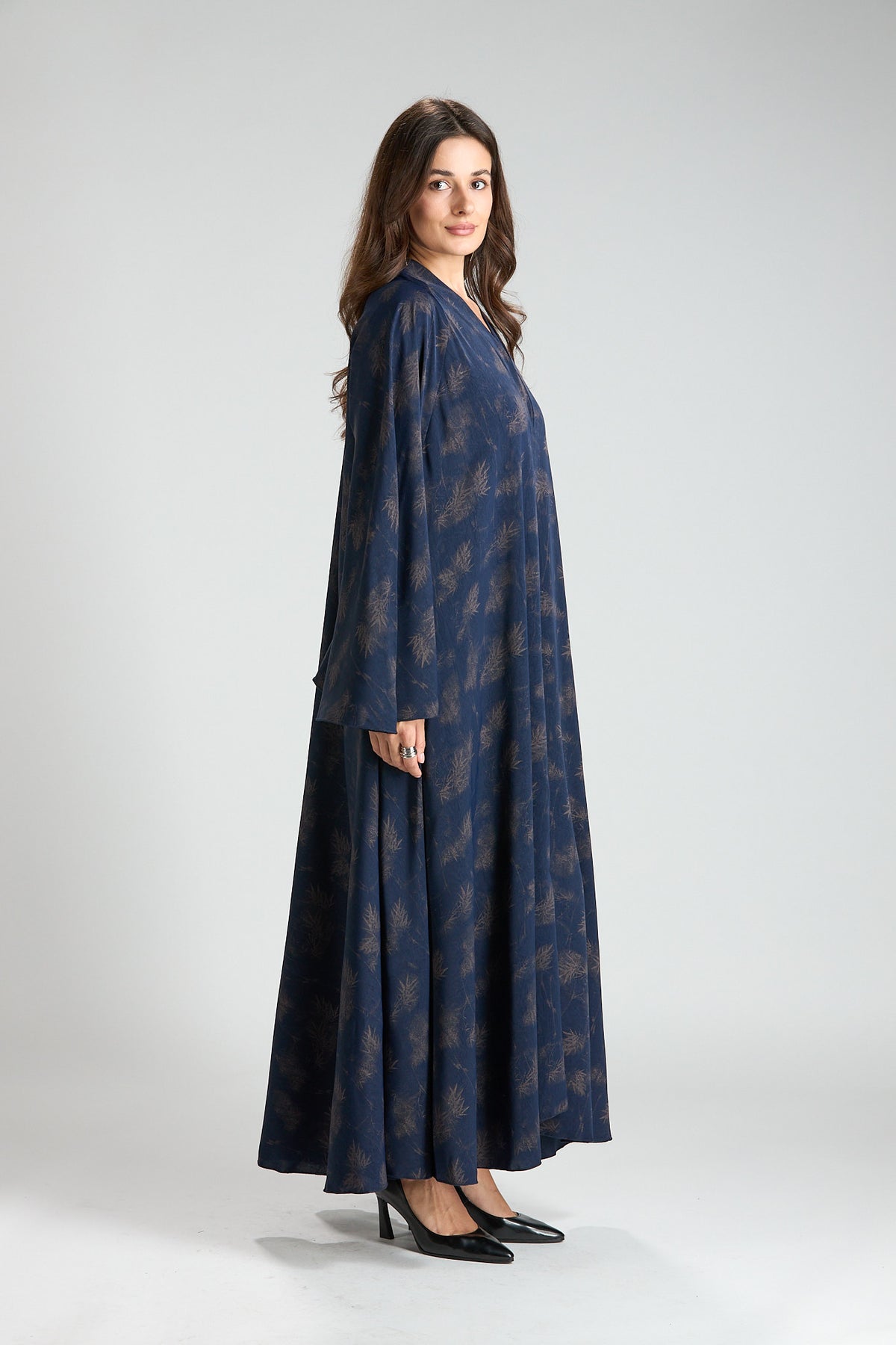 Serenity Blue Botanical Print Abaya with Sheila