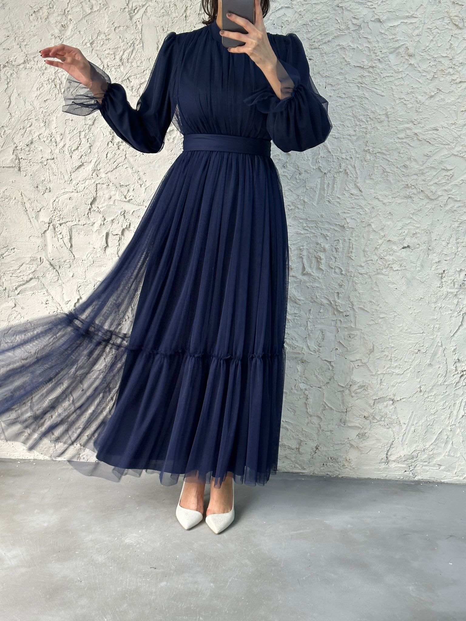BLUE TIE WAIST DRESS 42 BLUE TIE WAIST DRESS 42