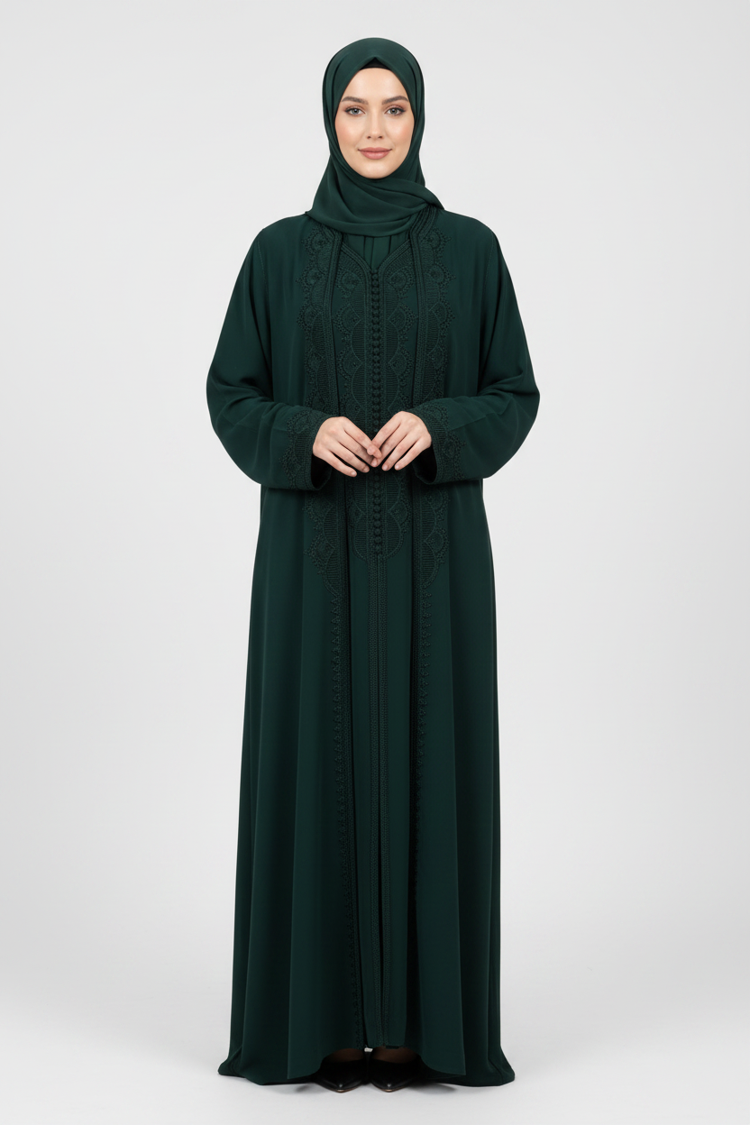 Embroidered 2-Piece Kaftan Dress