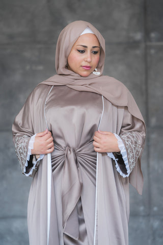 MENNA DUBAI NUDE EMBROIDED 2 PIECES ABYAYA CODE003