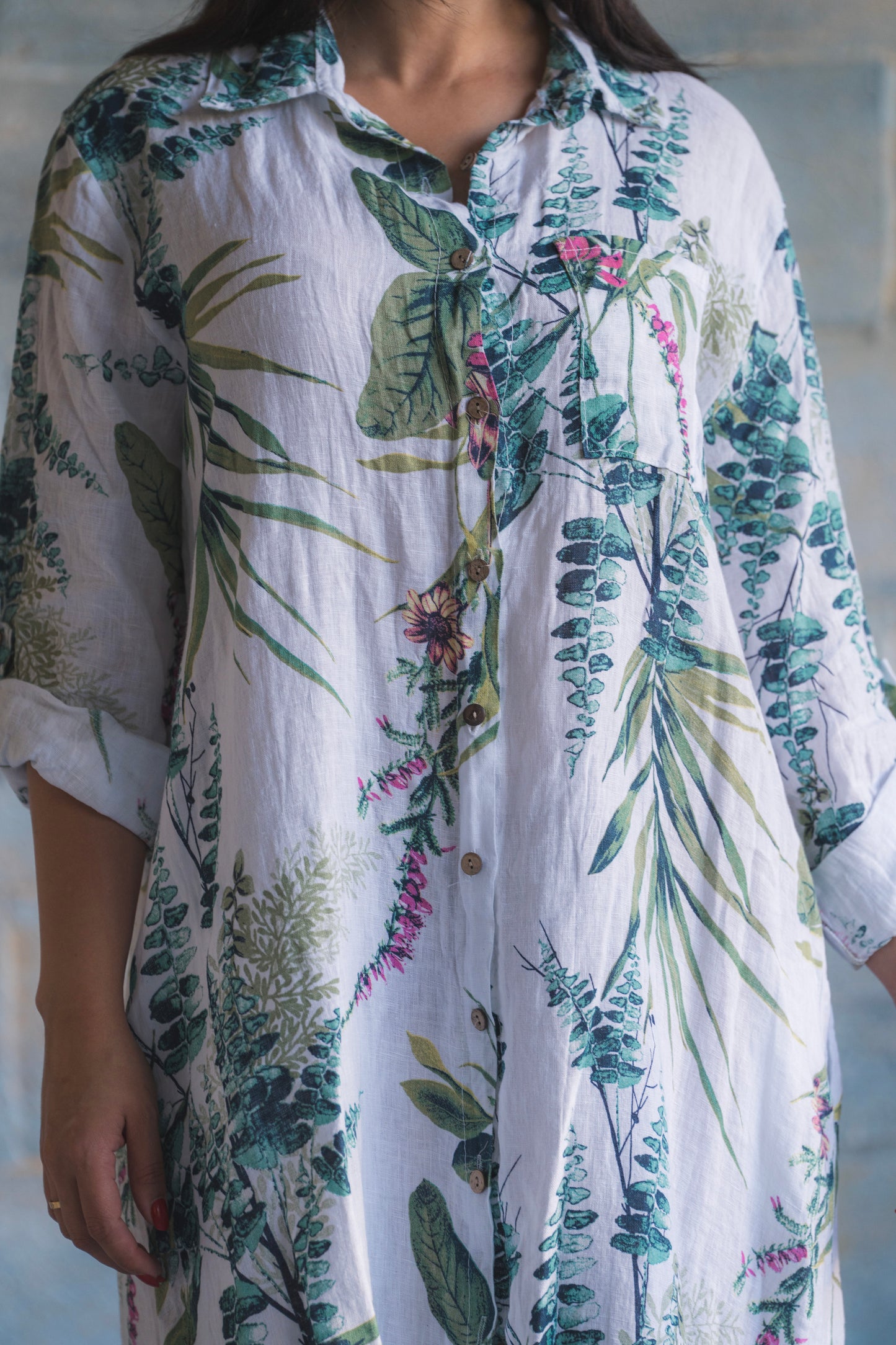 Italian Linen Maxi Dresses Beighe Floral